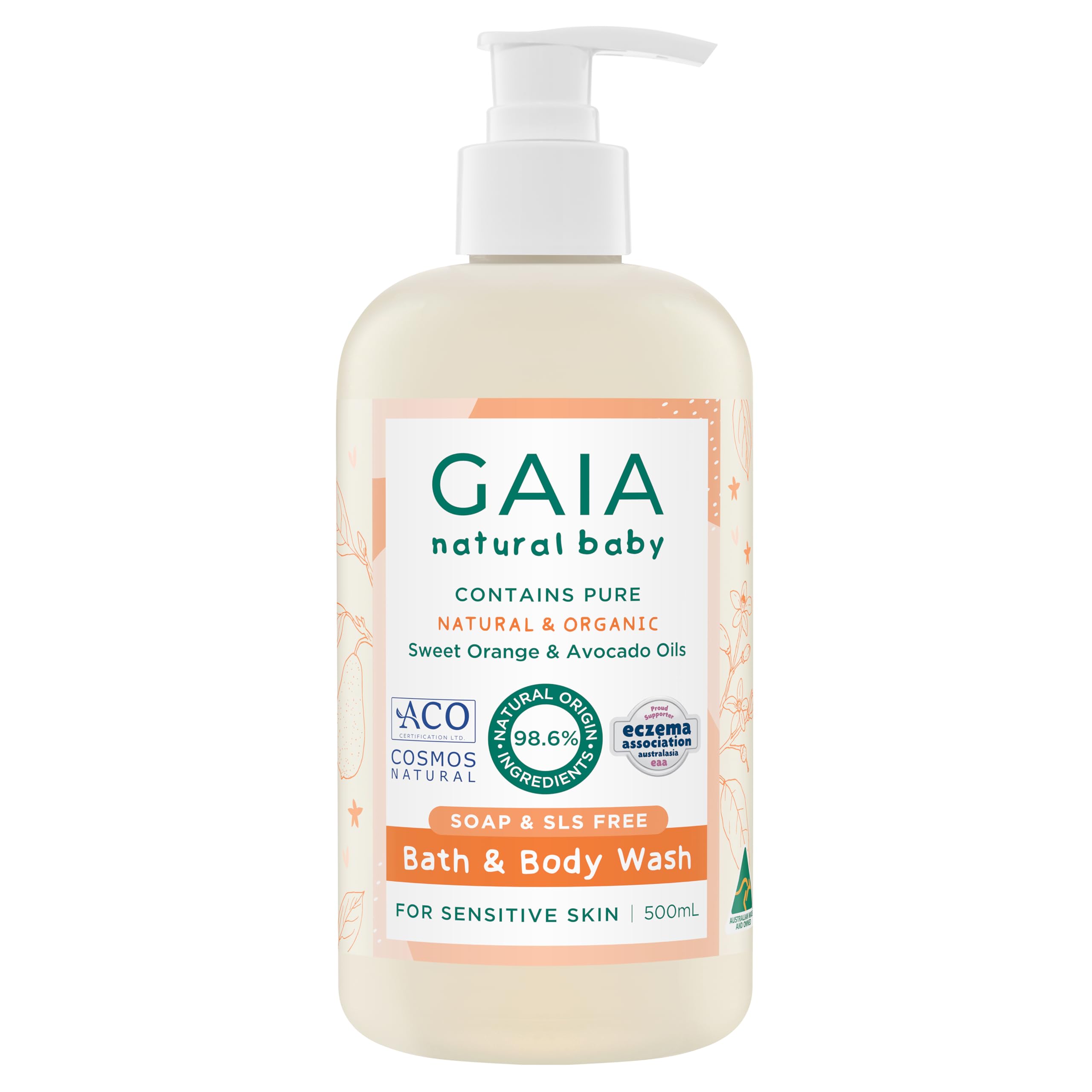 Gaia Natural Baby Bath & Body Wash - 500mL
