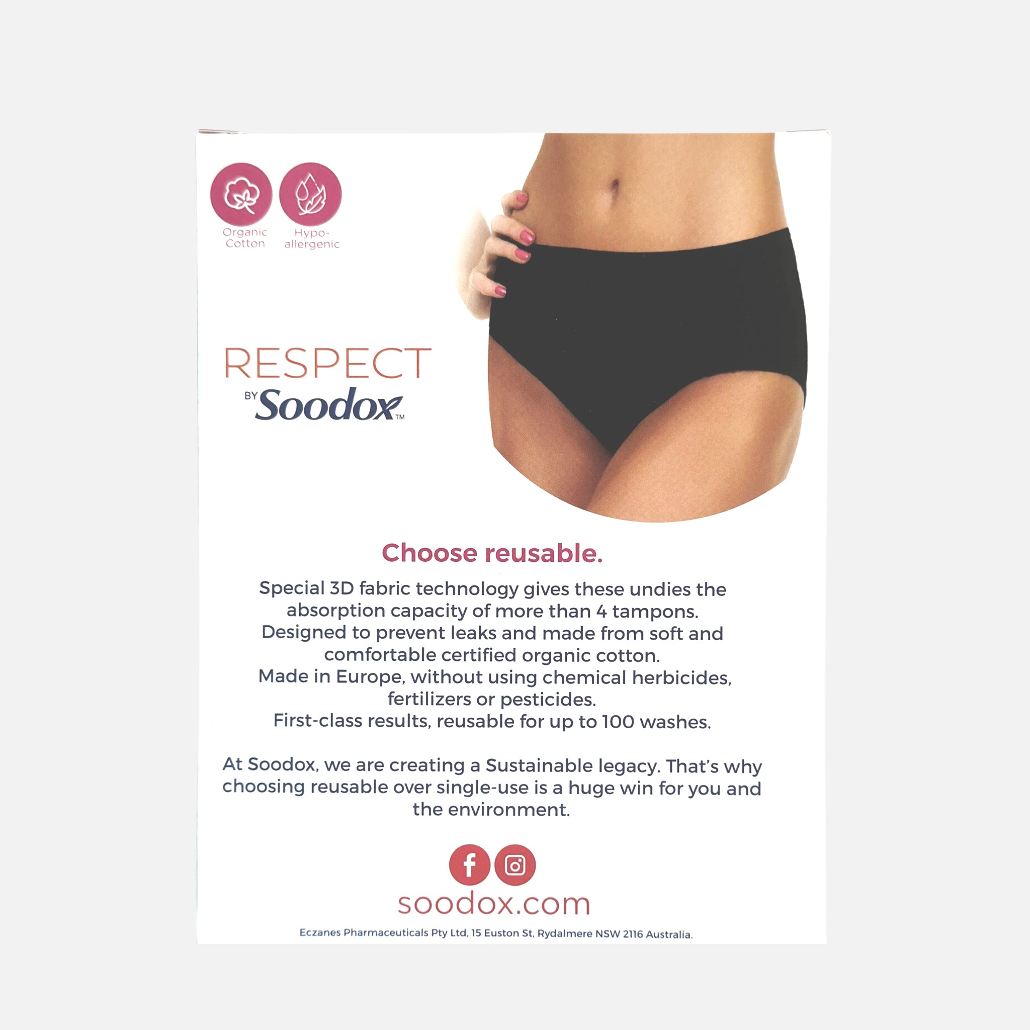 RESPECT BY Soodox™ Period Organic Cotton Undies Large