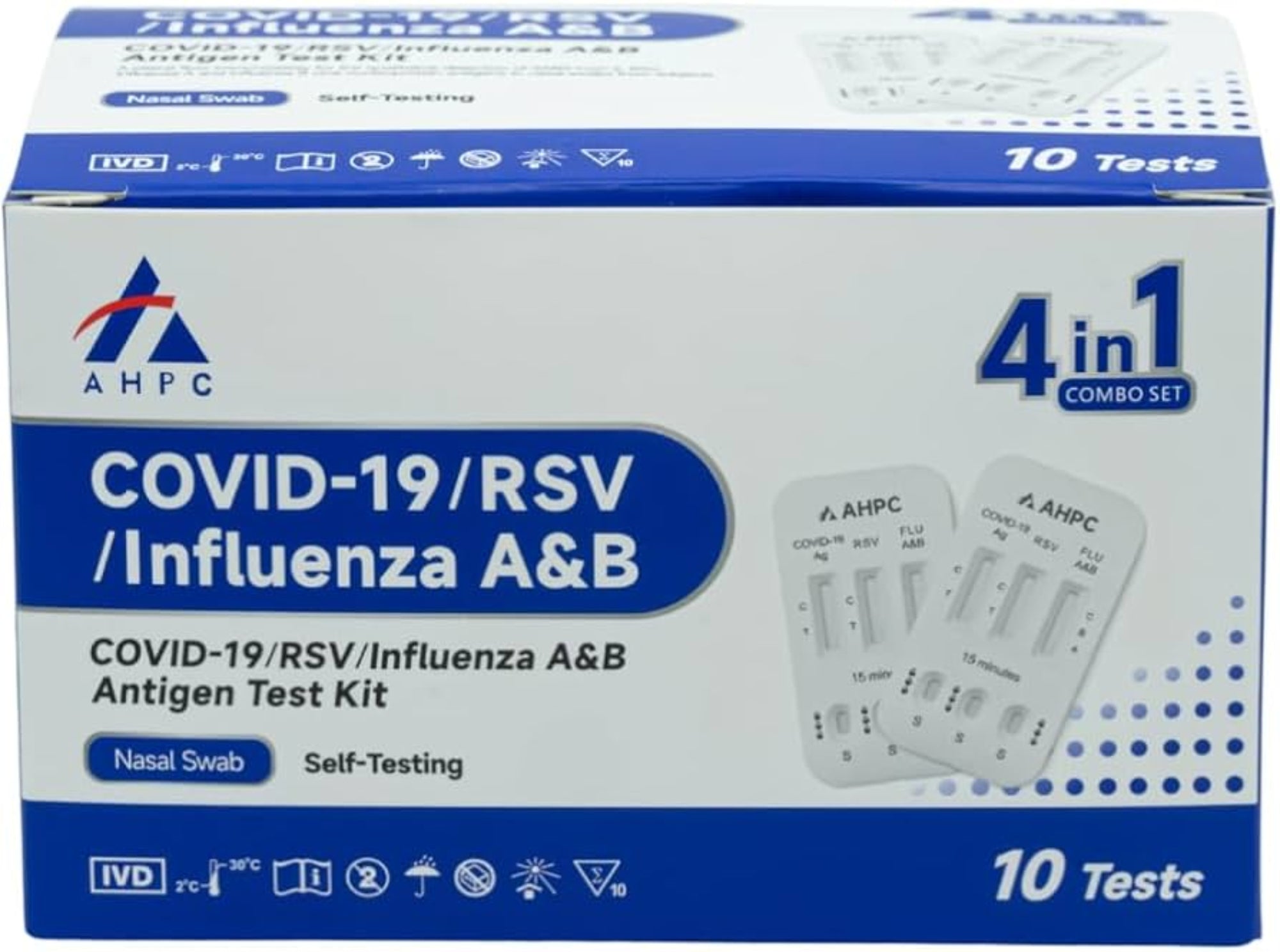 AHPC Covid-19/RSV/Influenza A&B Antigen Test Kit - 4 in 1, 10 pack