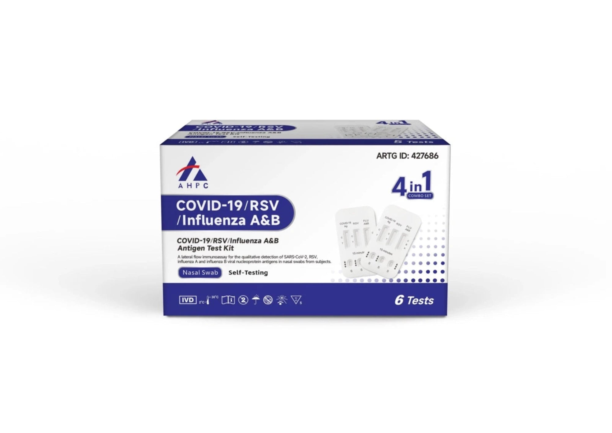 AHPC Covid-19/RSV/Influenza A&B Antigen Test Kit - 4 in 1, 6 pack