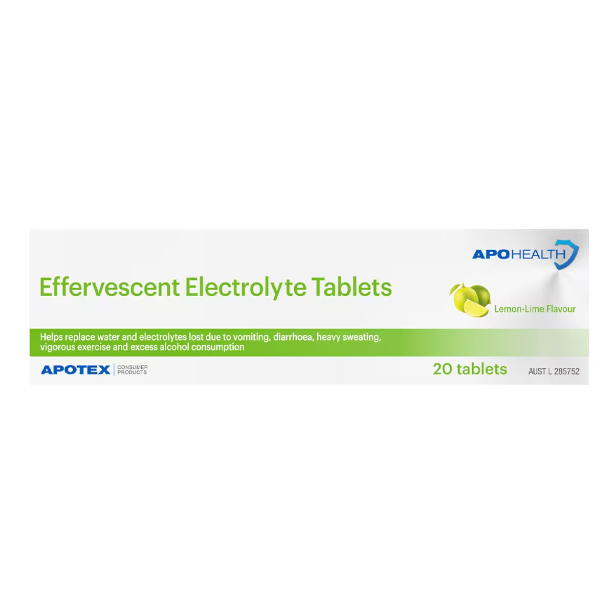 ApoHealth Effervescent Electrolyte Tablets Lemon-Lime 20 Tablets