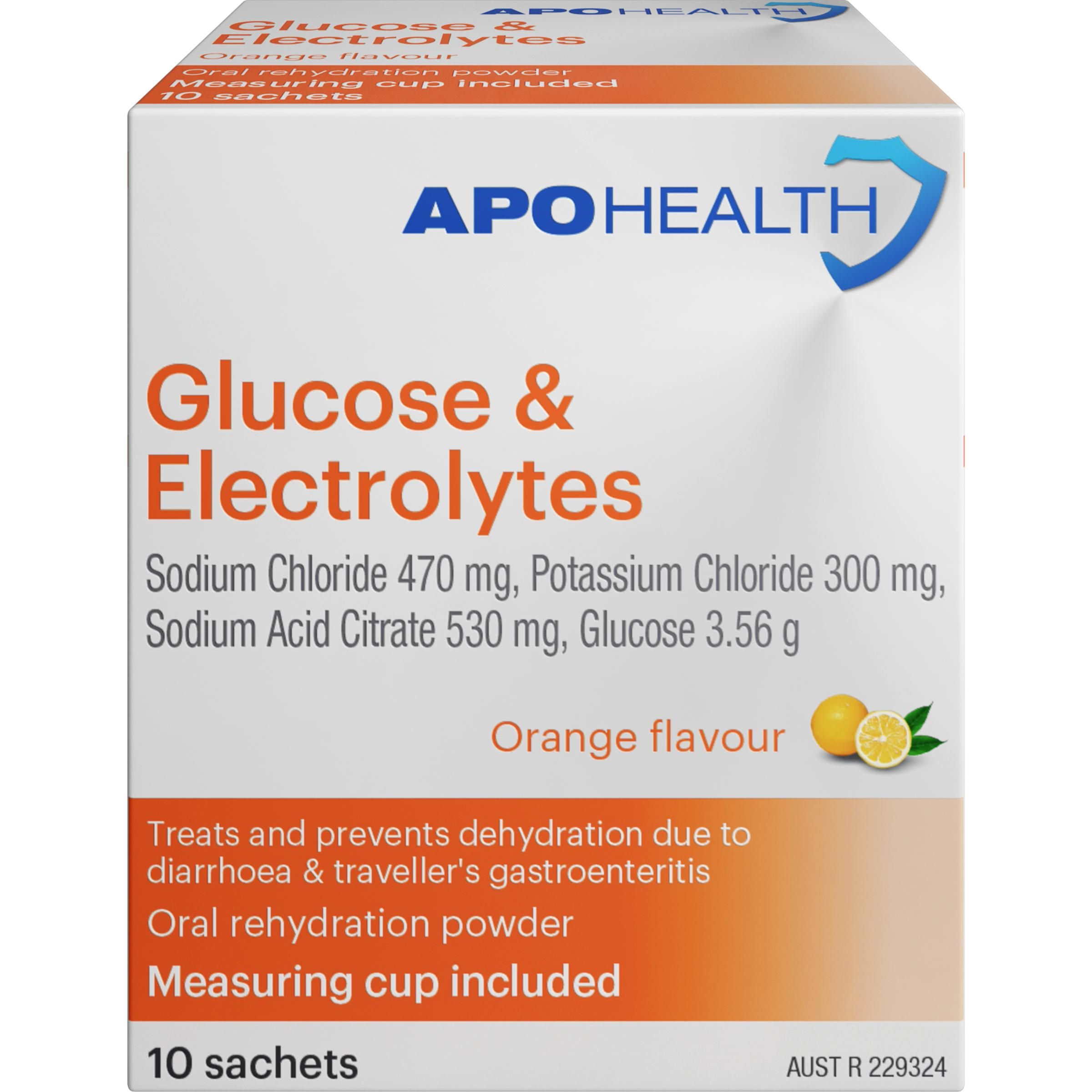 ApoHealth Glucose & Electrolytes Orange Flavour 10 Sachets