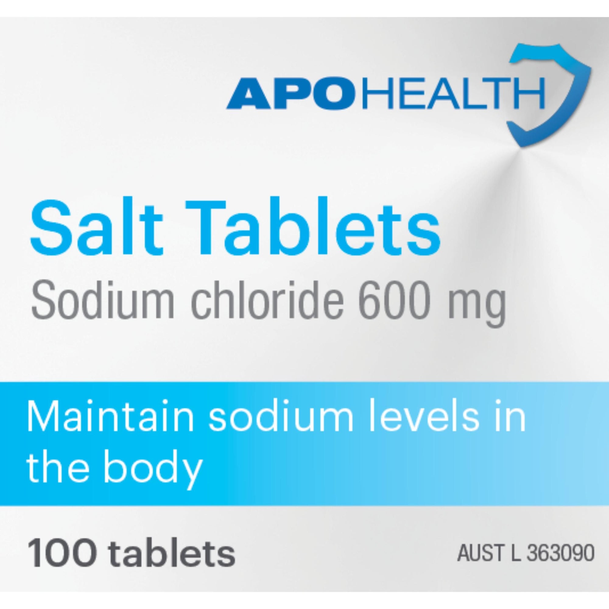 Salt Tablets Label ApoHealth Salt Tablets 600mg - 100 Tablets – RespectHealth