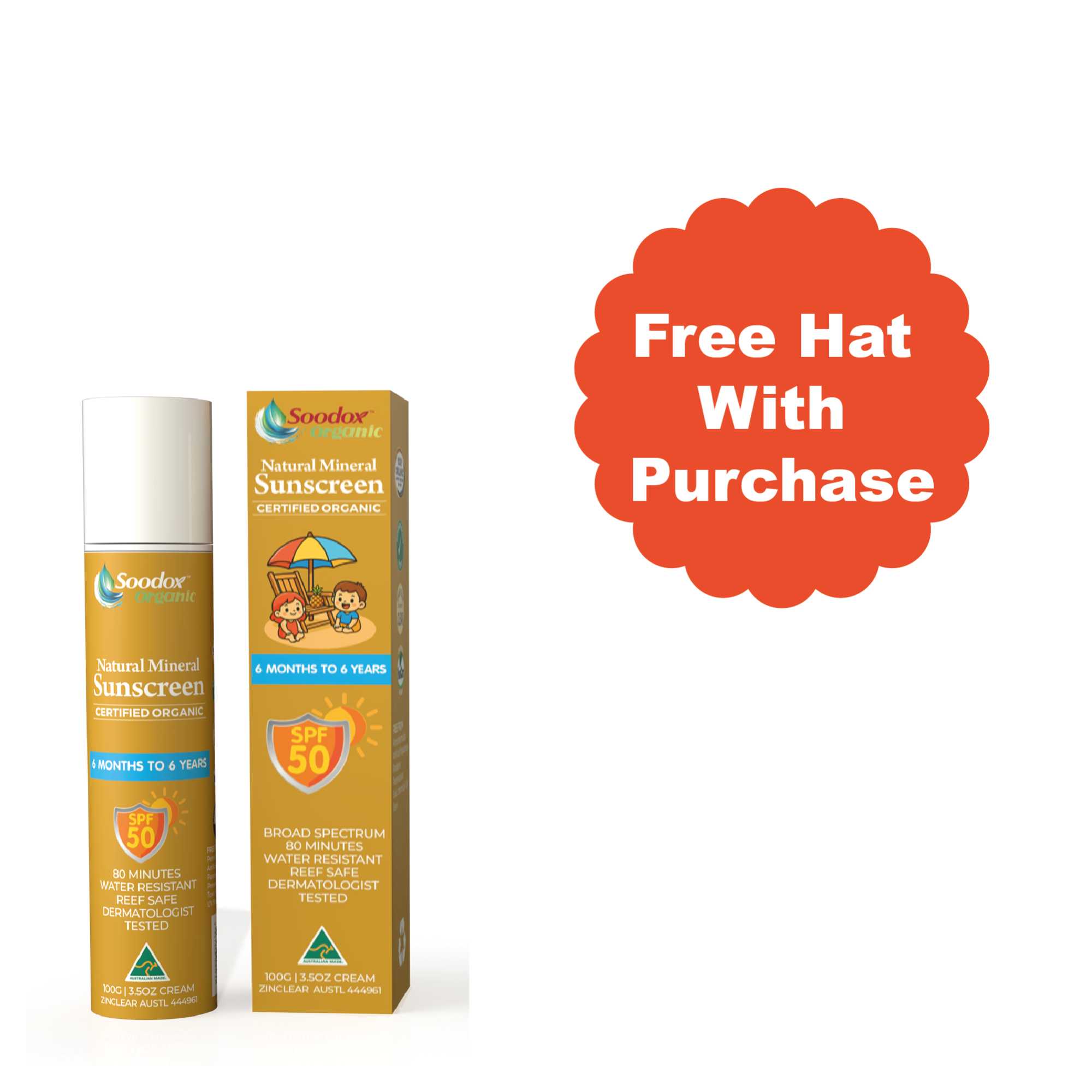 Soodox Organic Natural Mineral Sunscreen For Kids - 100g