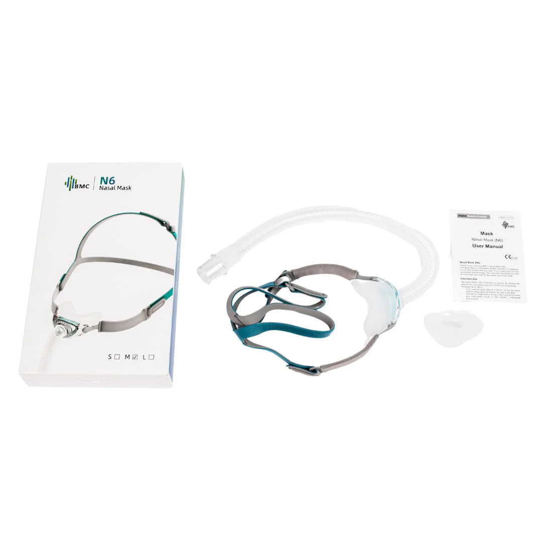 BMC N6 Nasal Cradle CPAP Mask Starter Kit - Including a Set of Small, Medium and Large Cushion