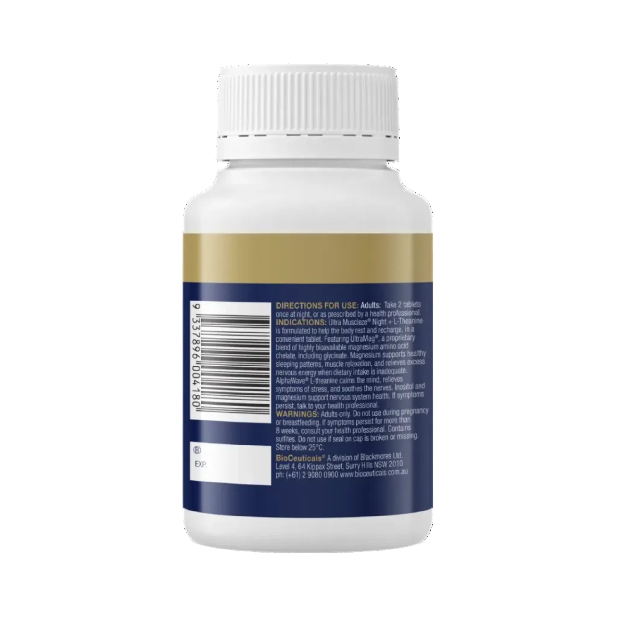 BioCeuticals Ultra Muscleze Night + L-Theanine - 60 Film Coated Tablets