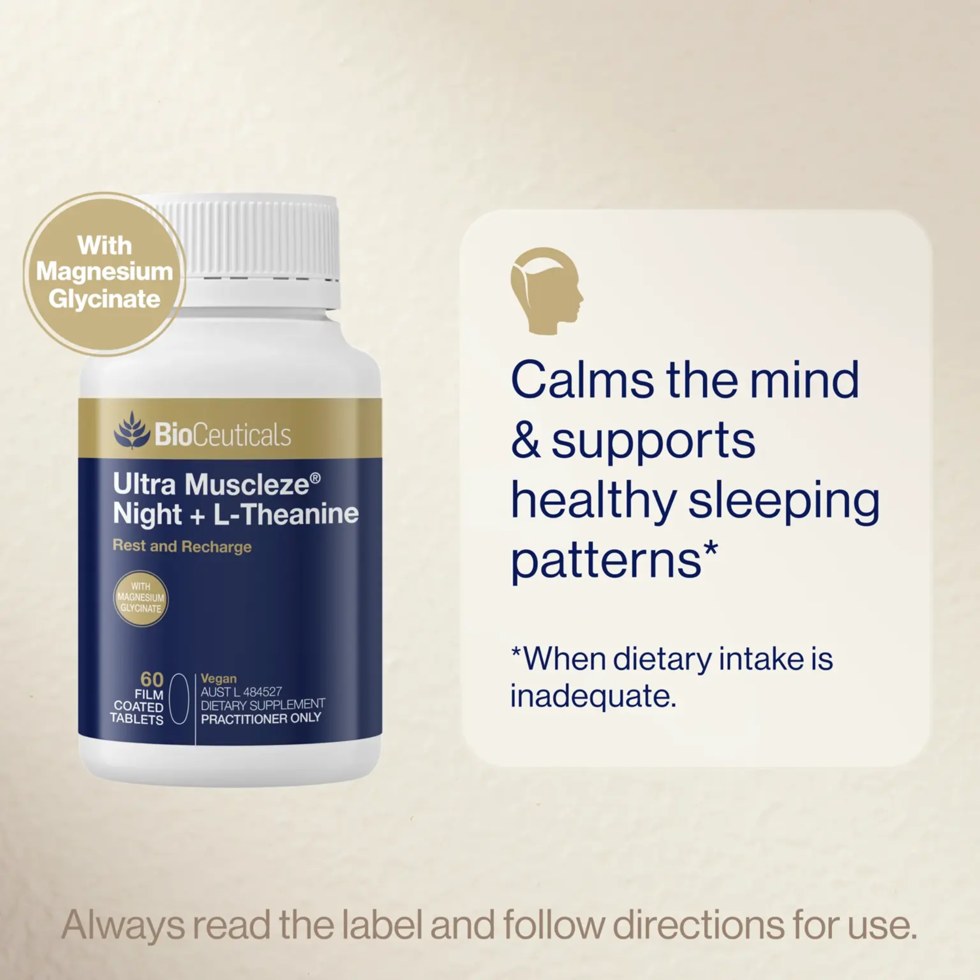 BioCeuticals Ultra Muscleze Night + L-Theanine - 60 Film Coated Tablets