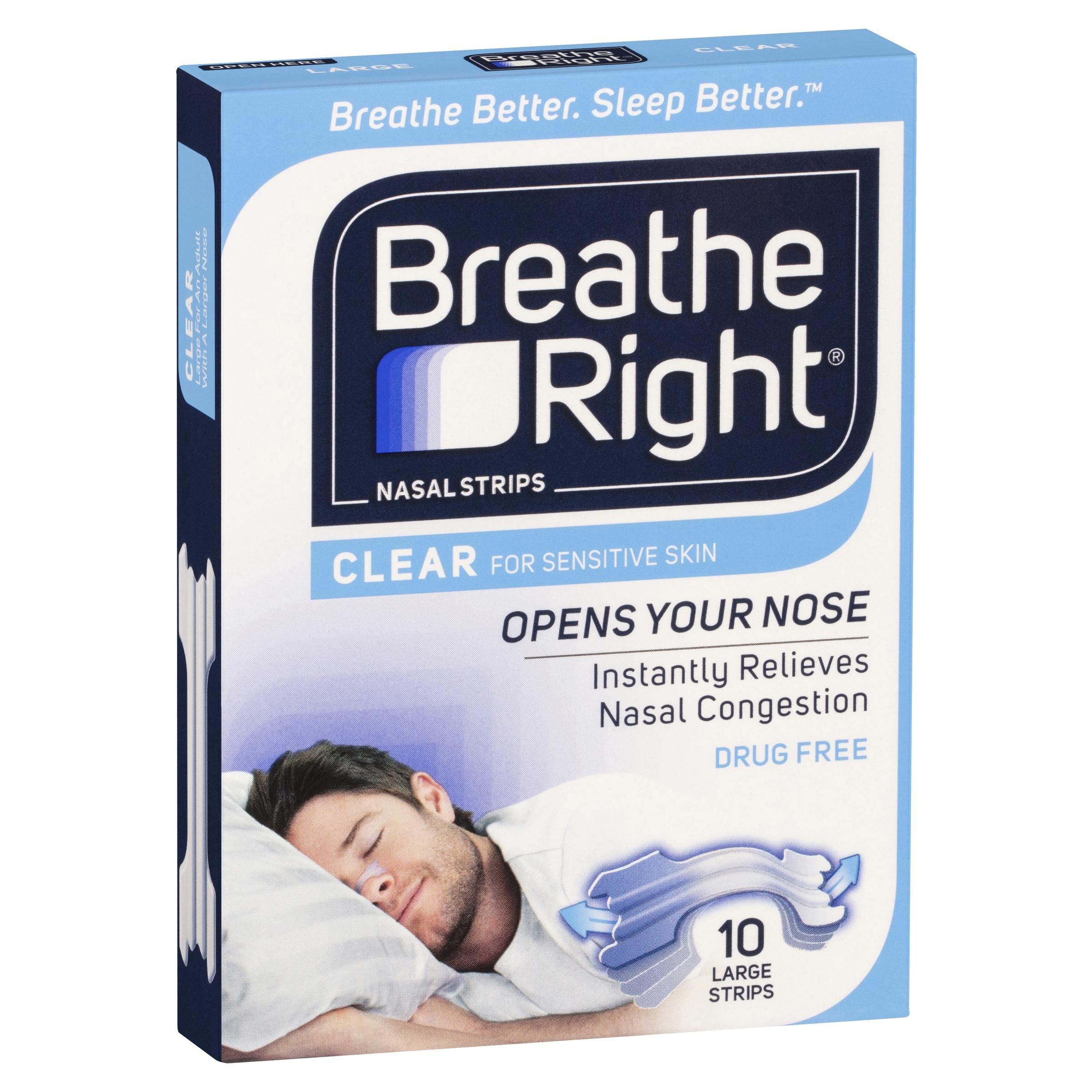 Breathe Right Clear Large Nasal Congestion - 10 Strips