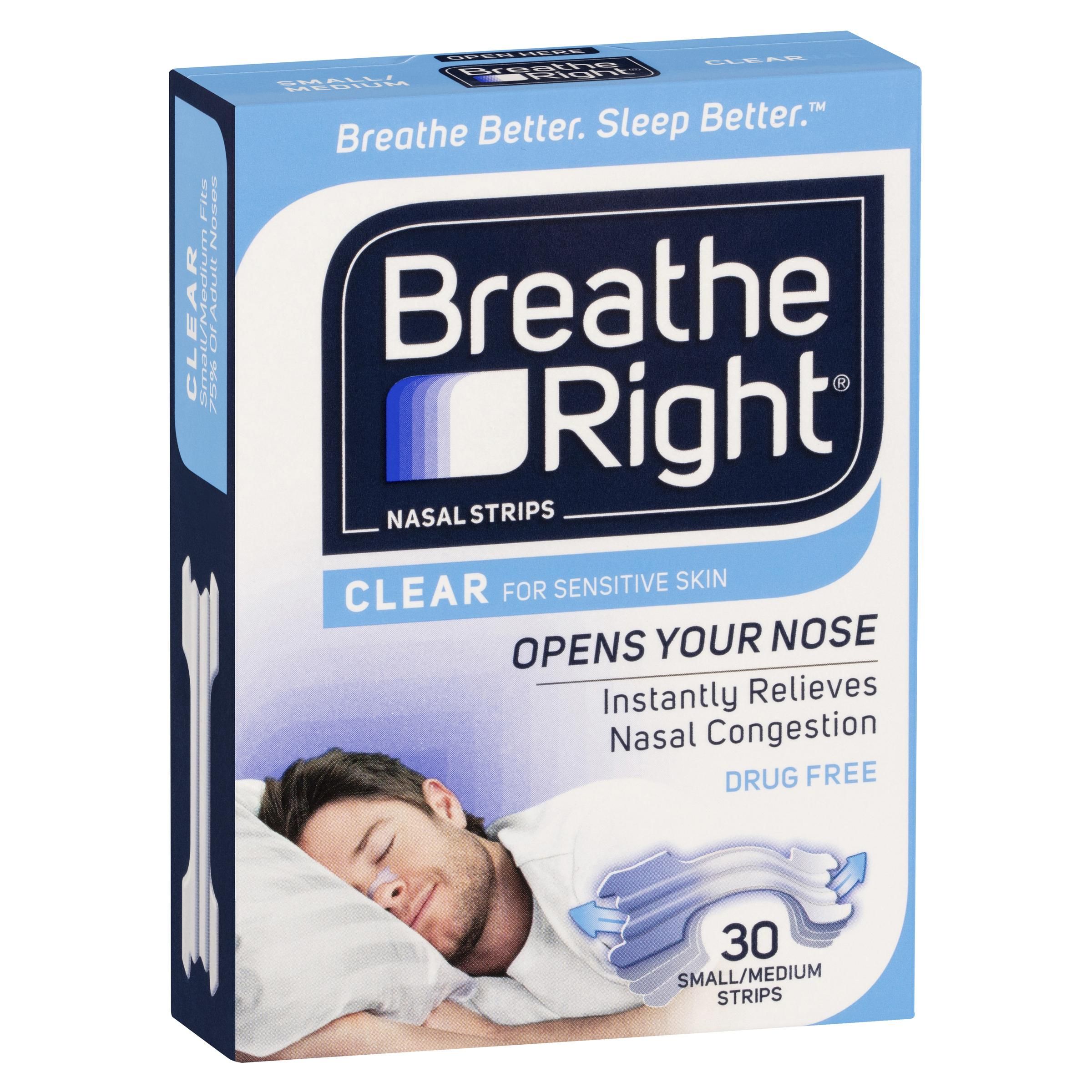 Breathe Right Clear Large Nasal Congestion - 30 Strips