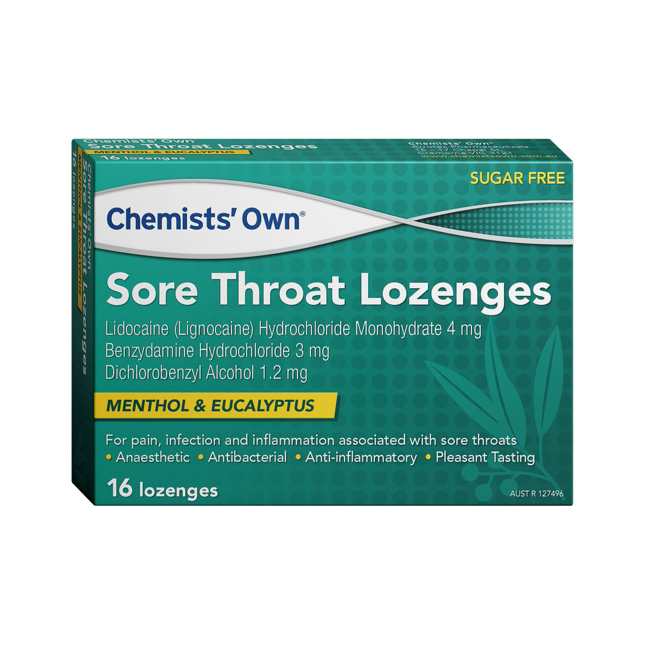 Chemists’ Own® Sore Throat Lozenges Menthol & Eucalyptus 16 Pack