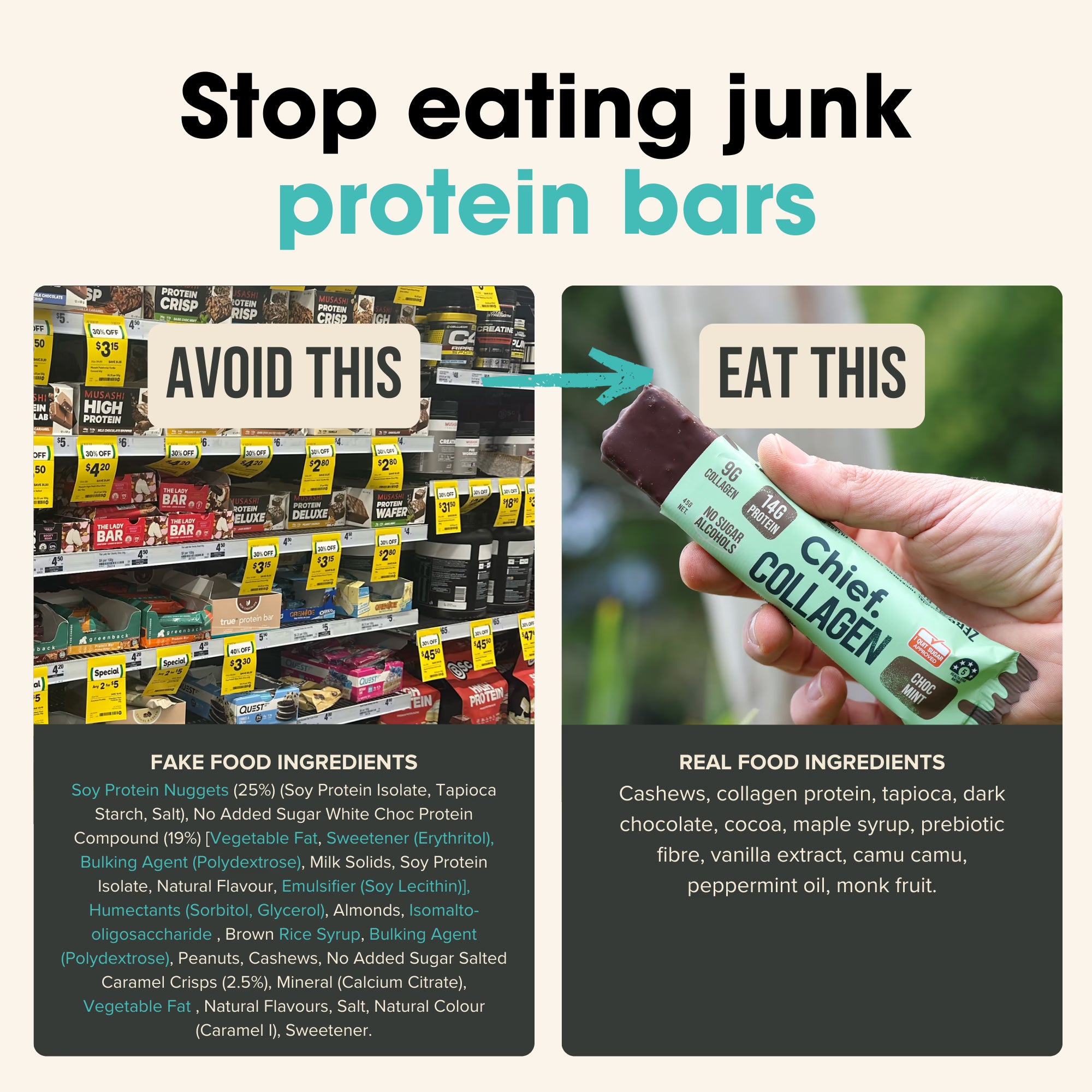Chief Nutrition Collagen Protein Bars - Choc Mint, 12 Pack