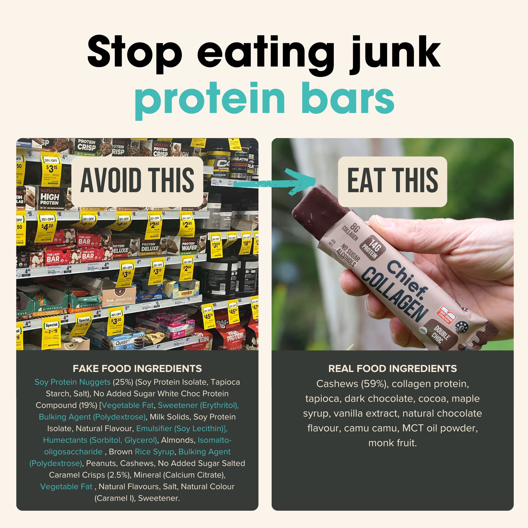 Chief Nutrition Collagen Protein Bars - Double Choc, 12 Pack