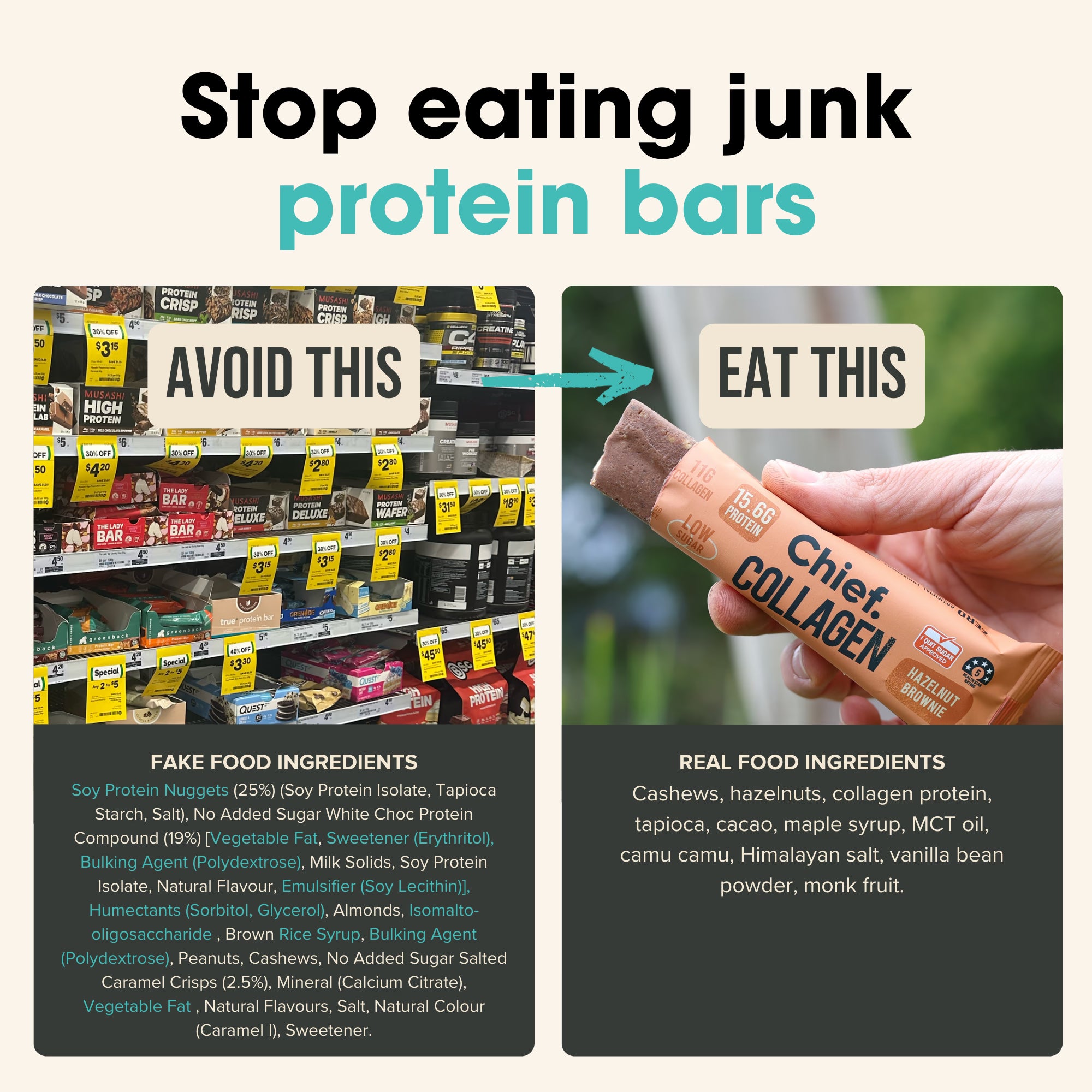 Chief Nutrition Collagen Protein Bars - Hazelnut Brownie, 12 Pack