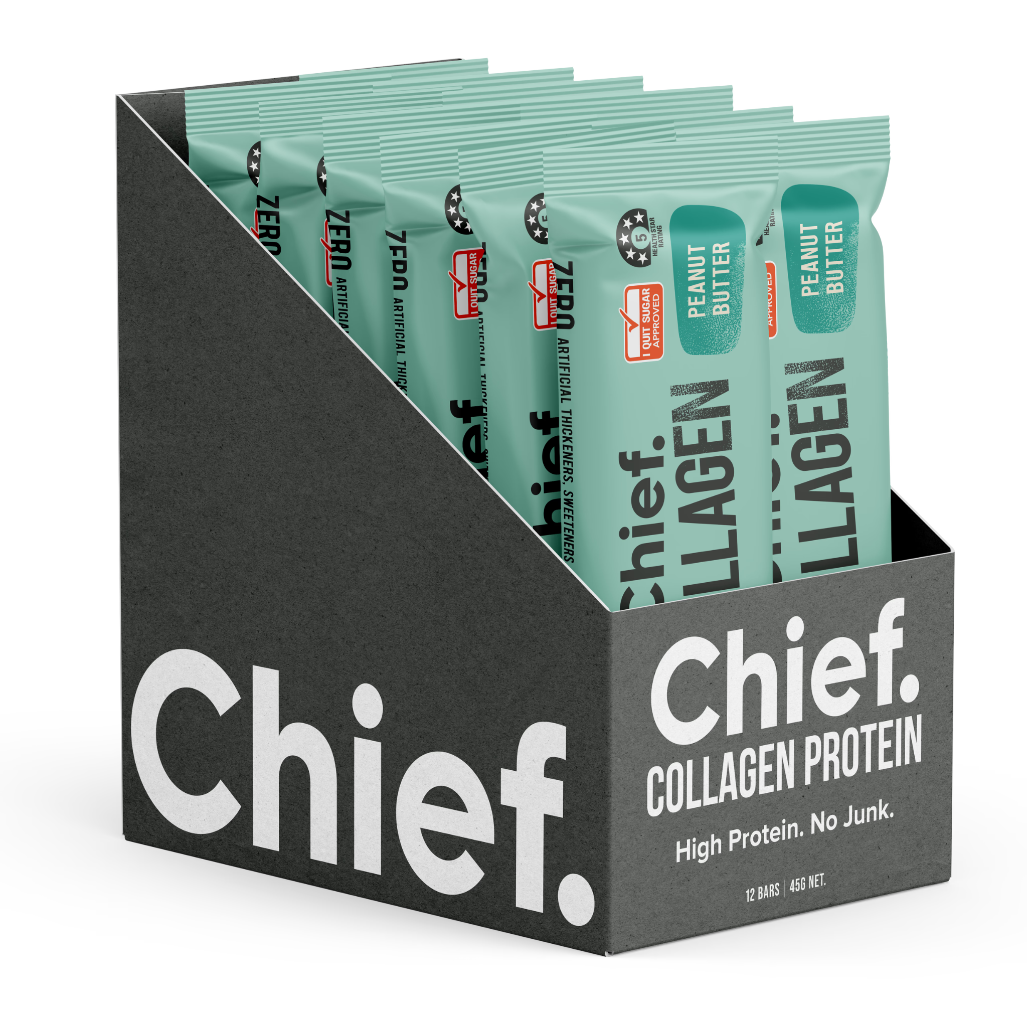 Chief Nutrition Collagen Protein Bars - Peanut Butter, 12 Pack