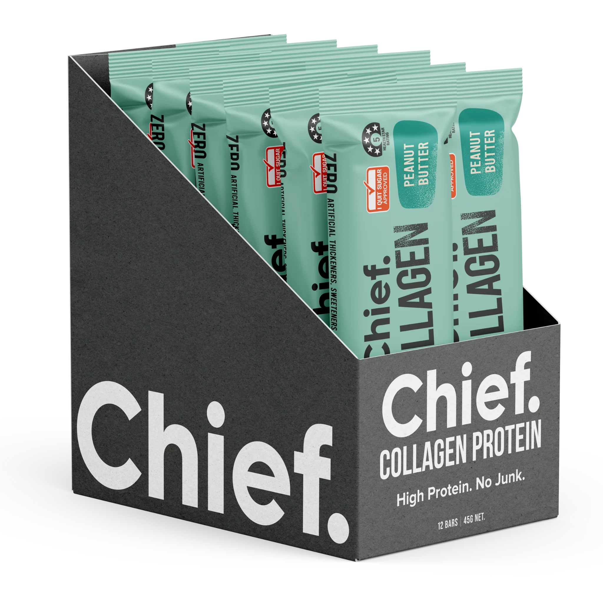 Chief Nutrition Collagen Protein Bars - Peanut Butter, 12 Pack