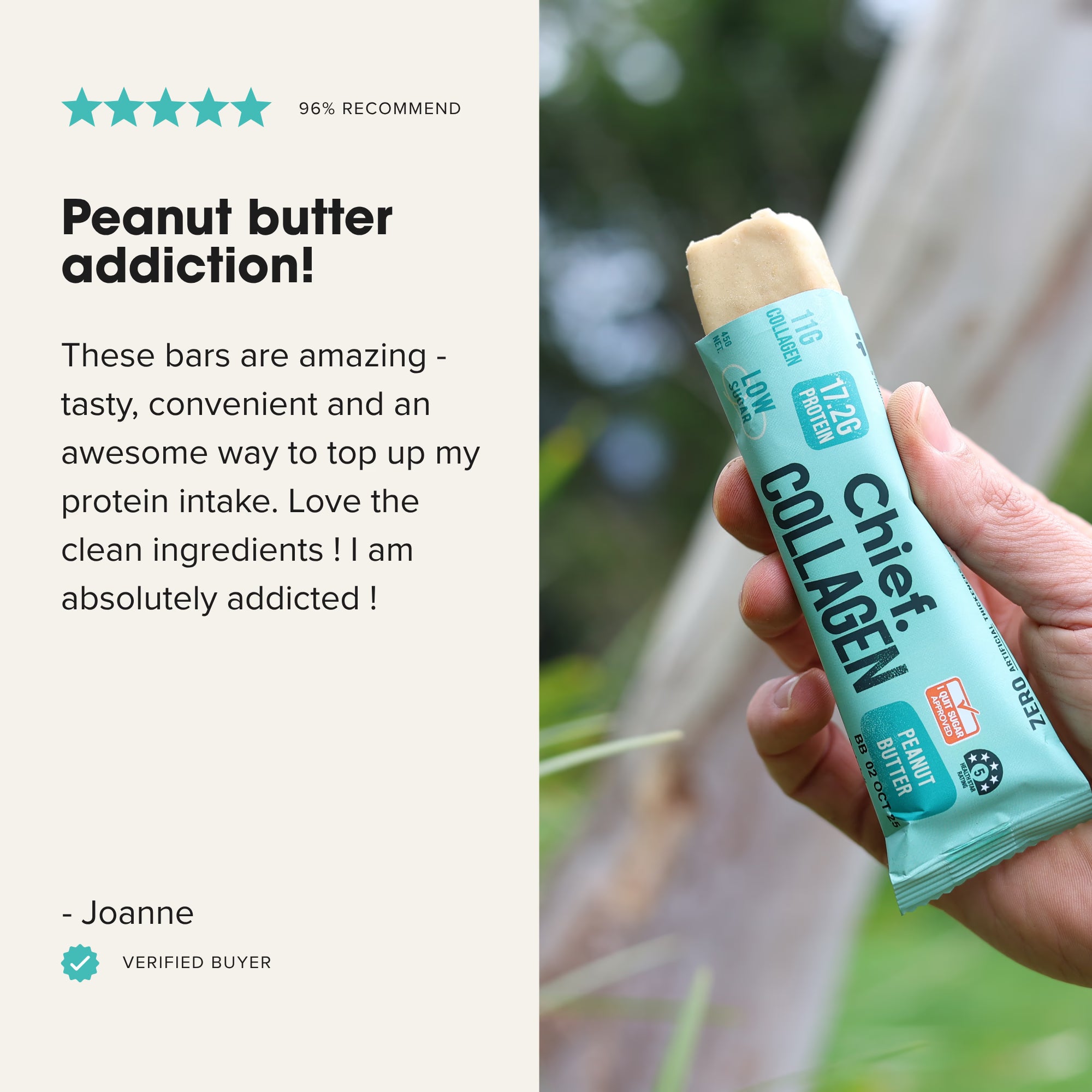 Chief Nutrition Collagen Protein Bars - Peanut Butter, 12 Pack