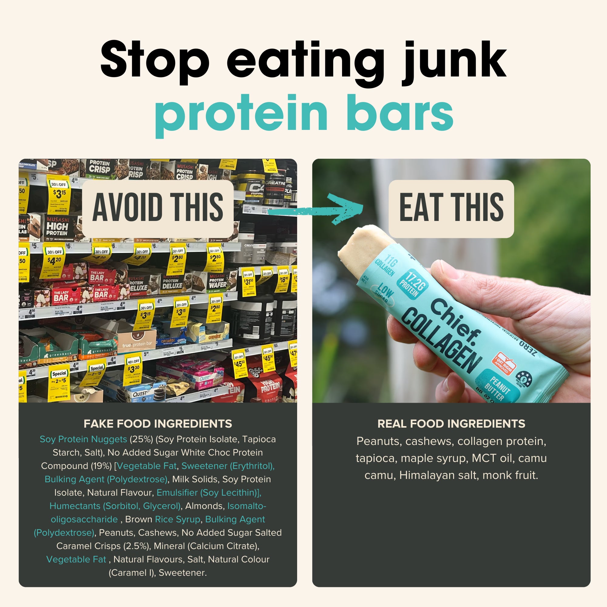 Chief Nutrition Collagen Protein Bars - Peanut Butter, 12 Pack