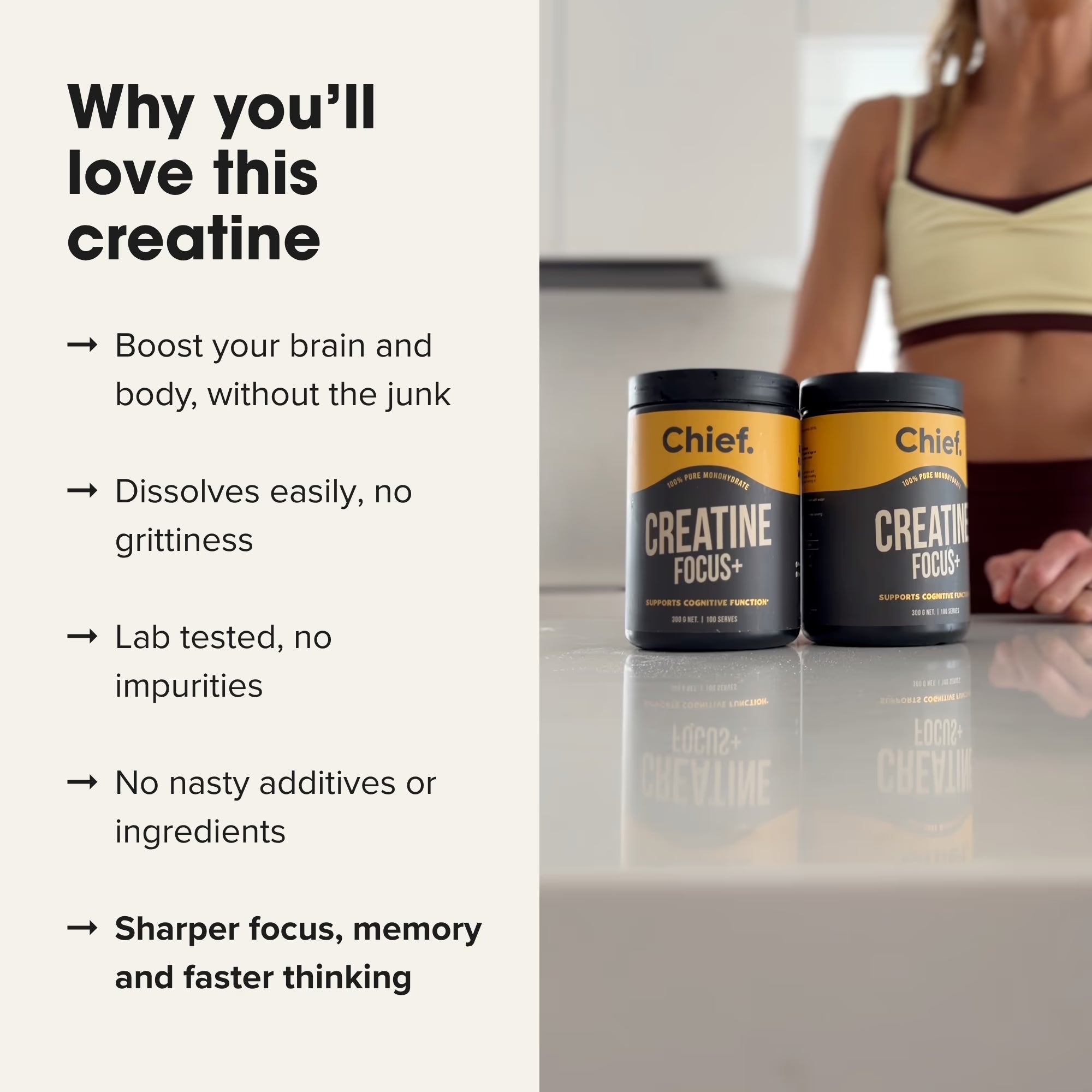 Chief Nutrition Creatine Focus+ - 300g, 100 Serves