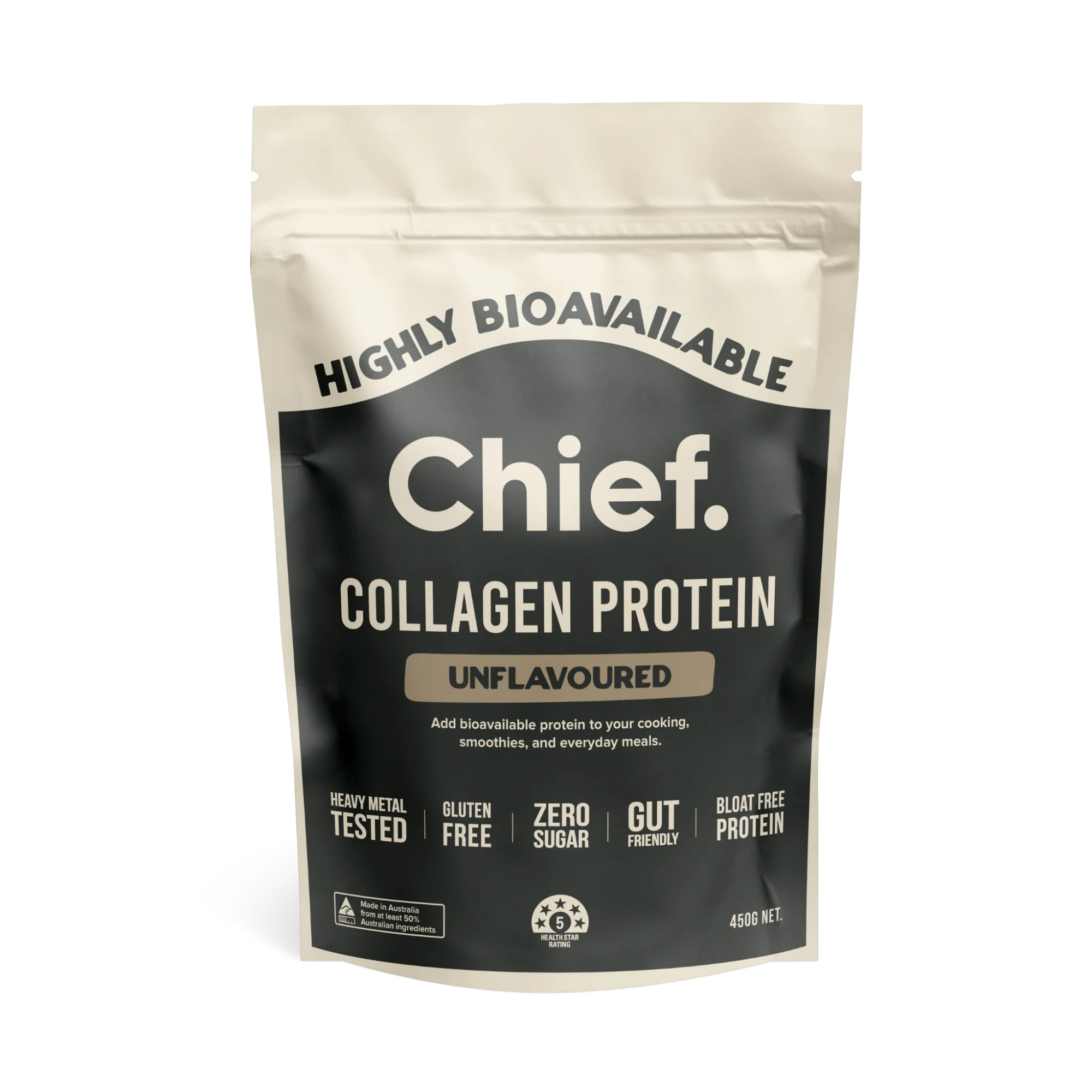 Chief Nutrition Grass-fed Collagen Protein Powder - Unflavoured, 450g