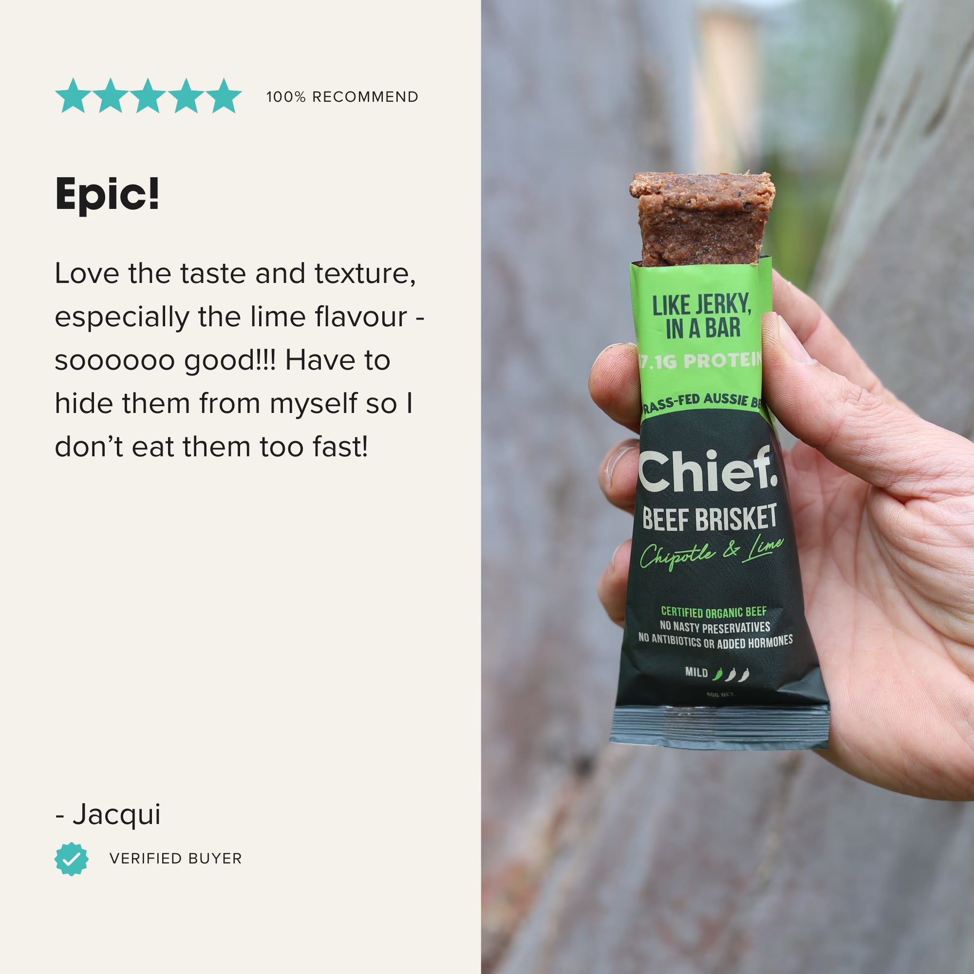 Chief Nutrition Organic Beef Bars - Mexican (Chipotle & Lime), 12 Pack