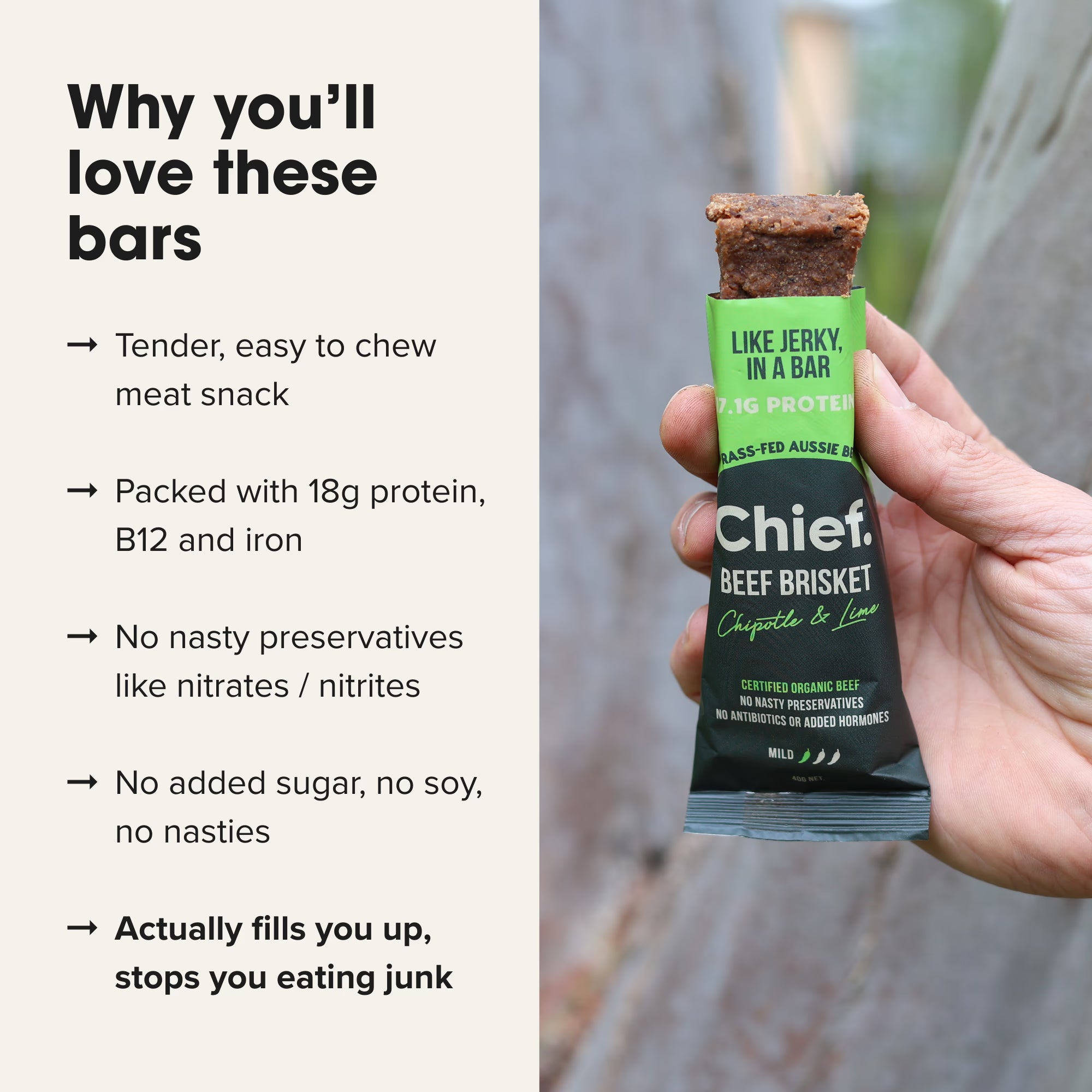 Chief Nutrition Organic Beef Bars - Mexican (Chipotle & Lime), 12 Pack