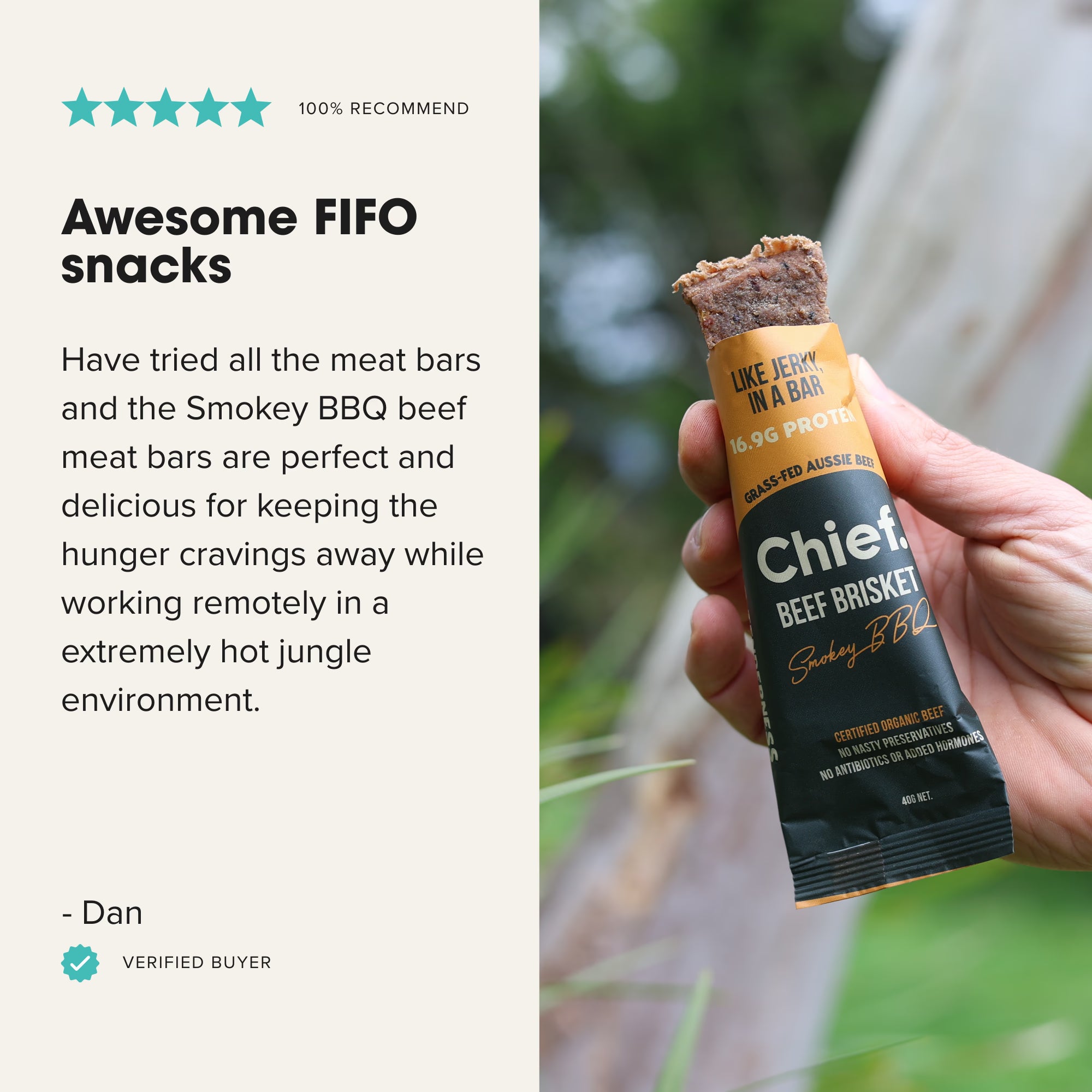 Chief Nutrition Organic Beef Bars - Smokey BBQ, 12 Pack