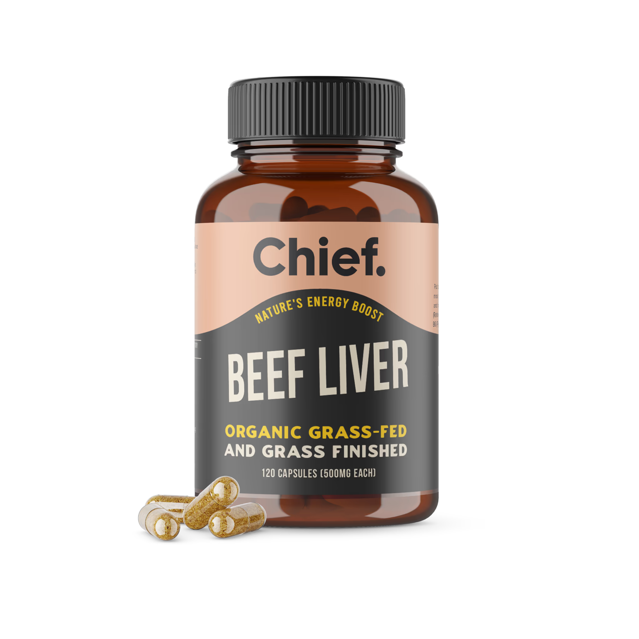 Chief Nutrition Organic Grass-Fed Beef Liver 500MG - 120 Capsules
