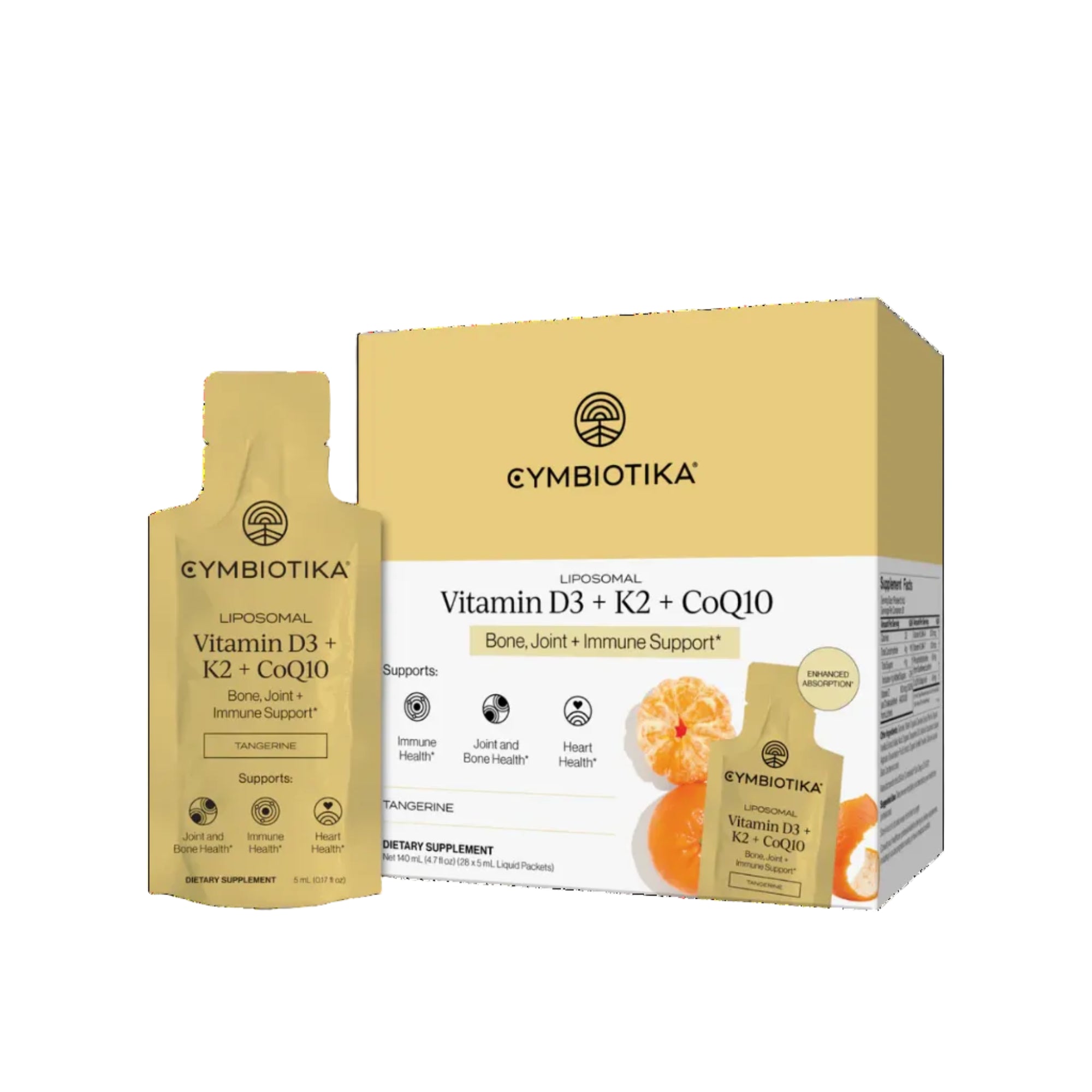 Cymbiotika Liposomal Vitamin D3 + K2 + CoQ10 - 28 Sachets x 5mL