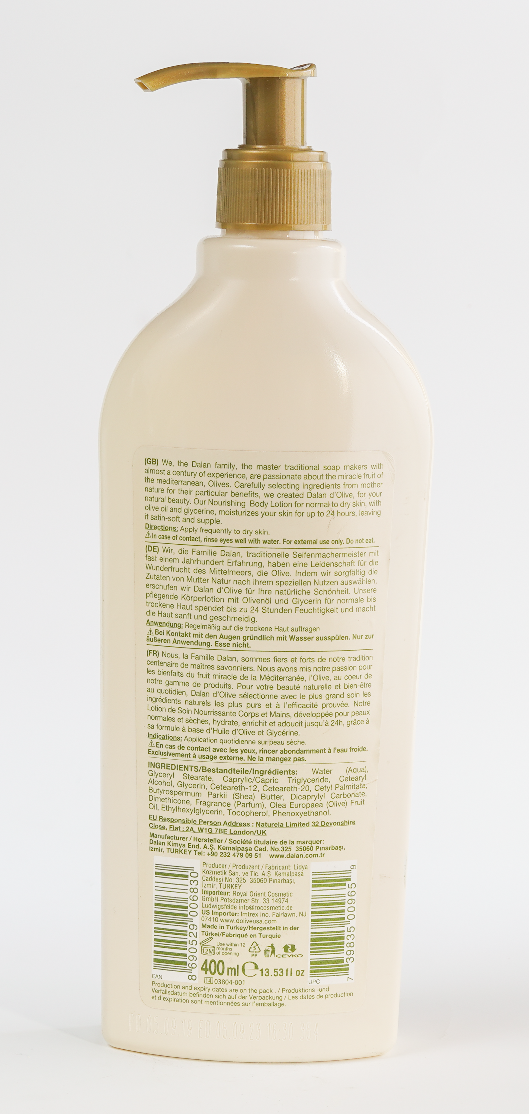Dalan Vegan D'Olive Body Lotion - 400mL, Pump Bottle