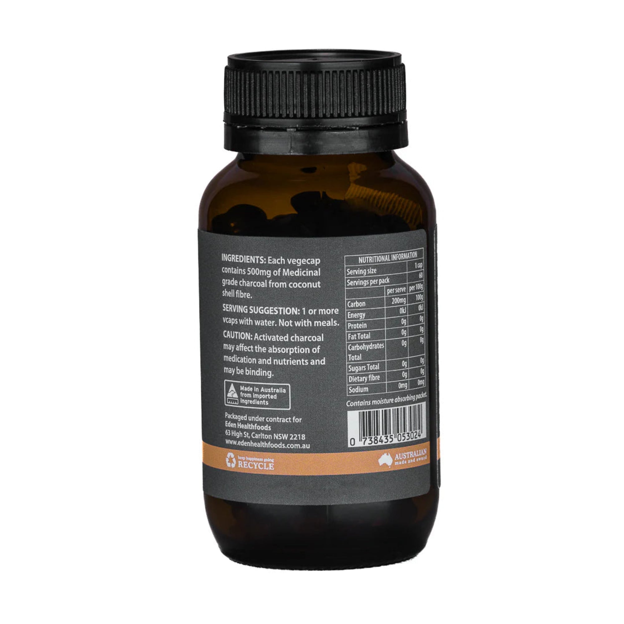 Eden Health Activated Charcoal - 60 Vegan Capsules (Clearance Stock)