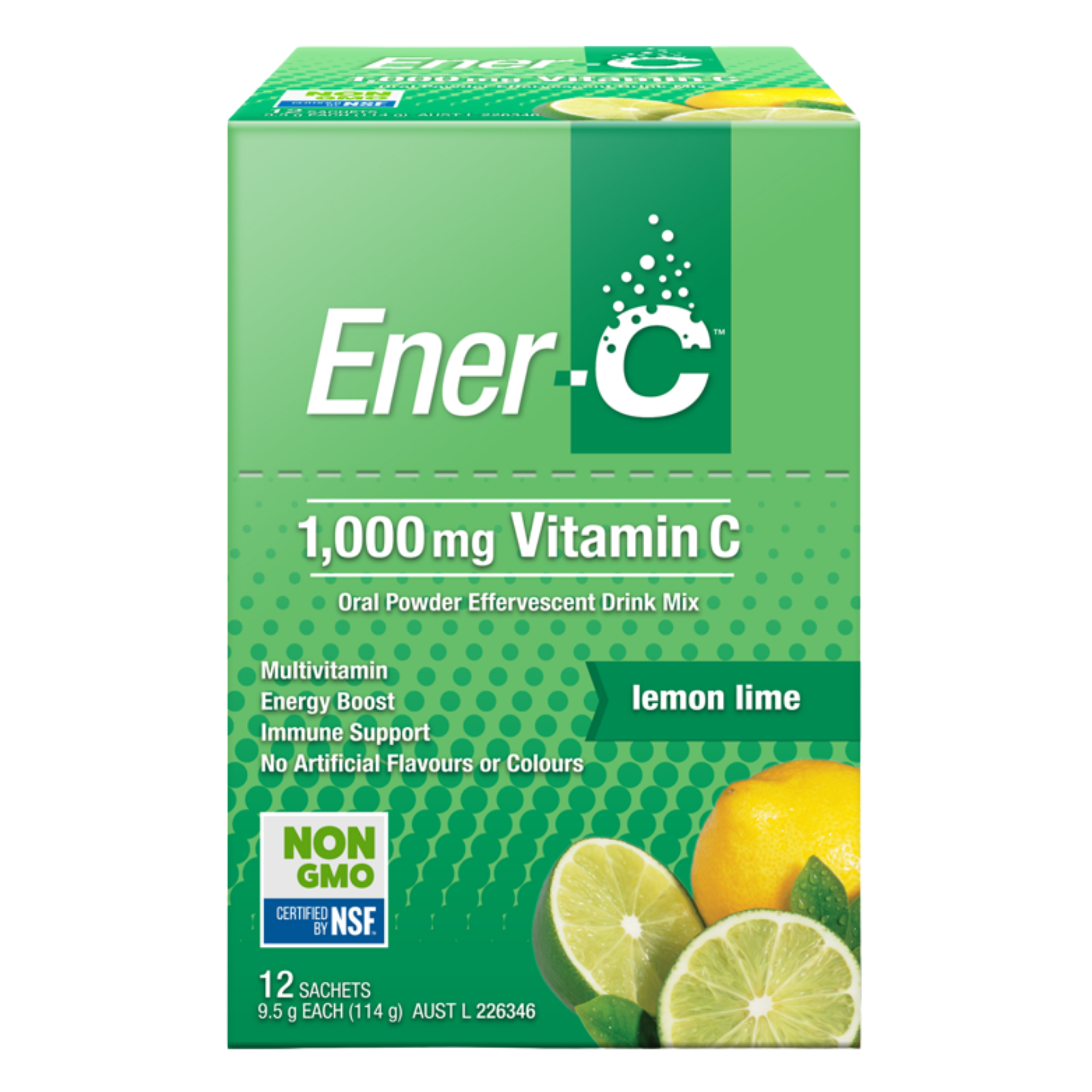 Ener-C Lemon Lime Effervescent Multivitamin Drink 12 Sachets