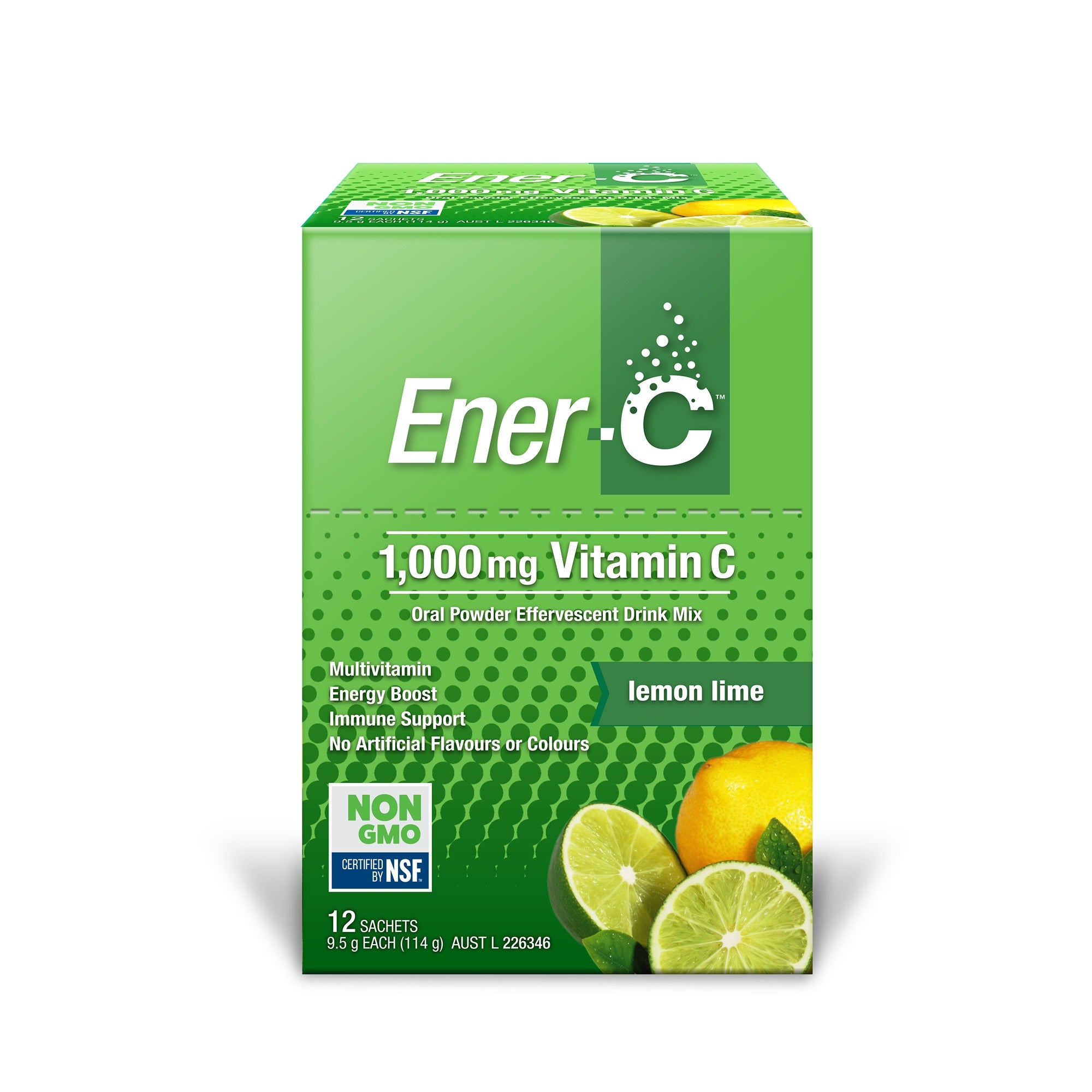 Ener-C Lemon Lime Effervescent Multivitamin Drink 12 Sachets