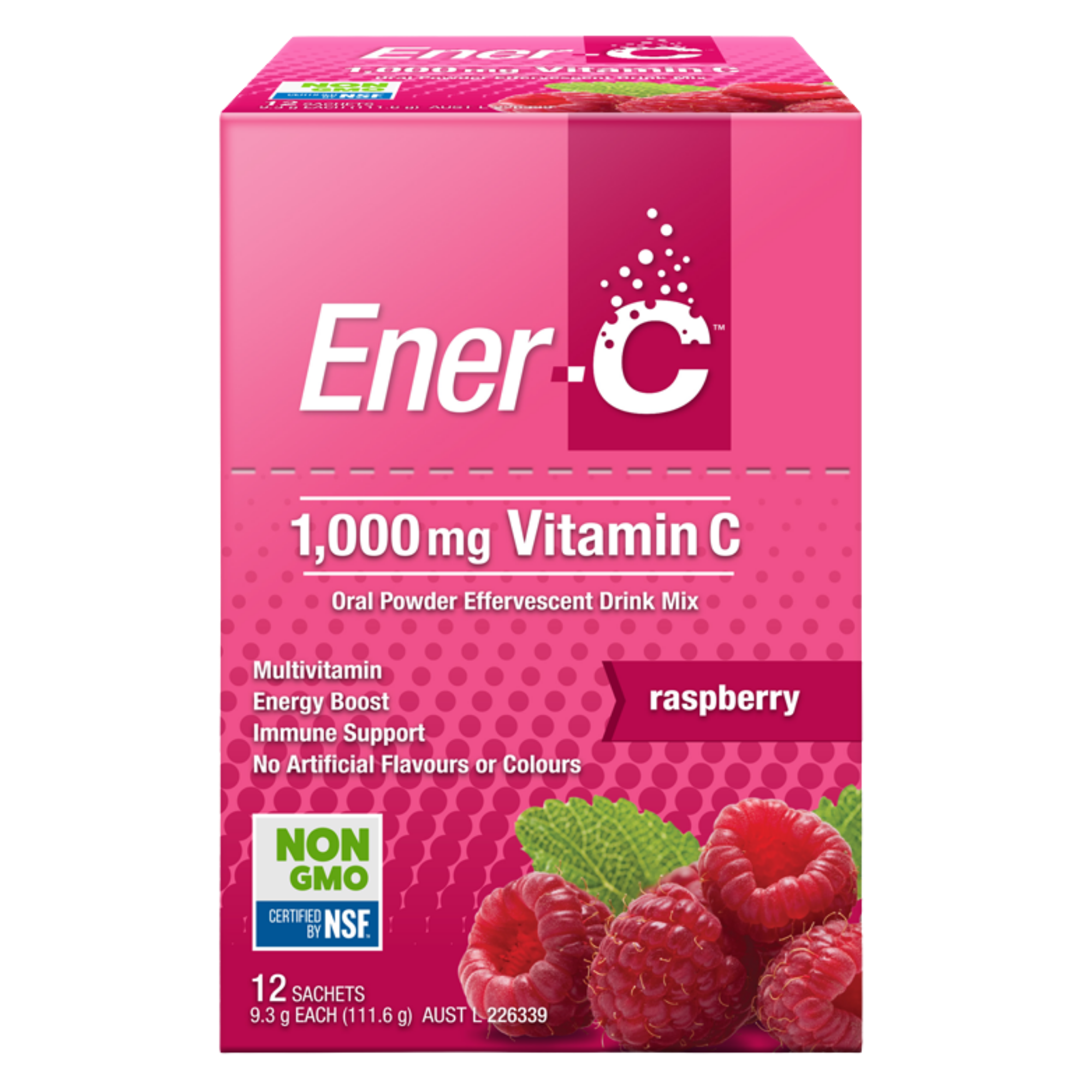 Ener-C Raspberry Effervescent Multivitamin Drink 12 Sachets