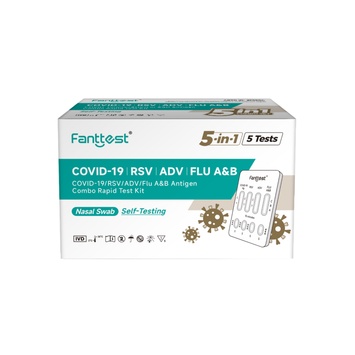 Fanttest 5 in 1 ADV / COVID-19/ RSV / Influenza A&B Antigen Test Kit ...