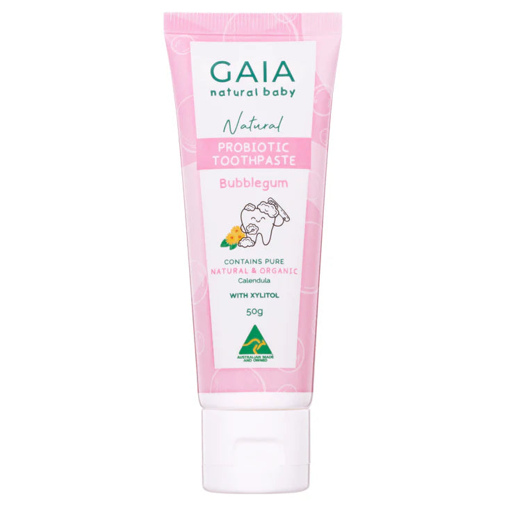 Gaia Natural Baby Probiotic Toothpaste - Bubblegum flavour, 50g