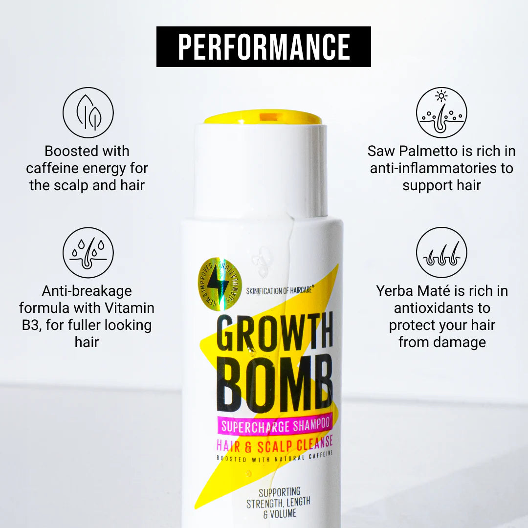 Growth Bomb Supercharge Shampoo - Hair & Scalp Cleanse, 300mL