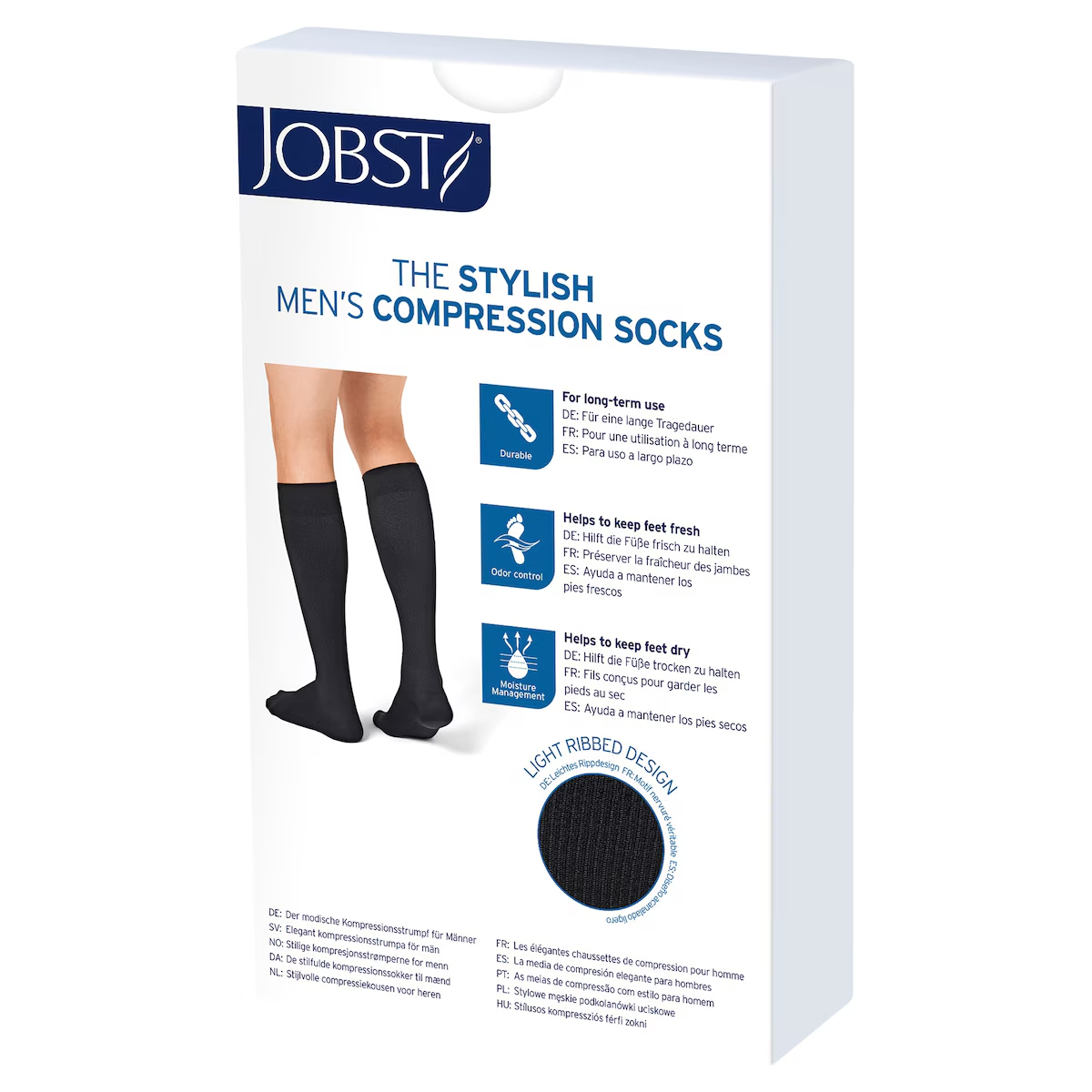 Jobst Black Knee High Compression Socks For Men  - Large, 15 - 20mmHg