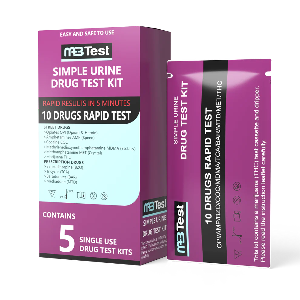 MBTest Simple Multi-Drugs Urine Test Kit - 5 Pack, 10 Drugs