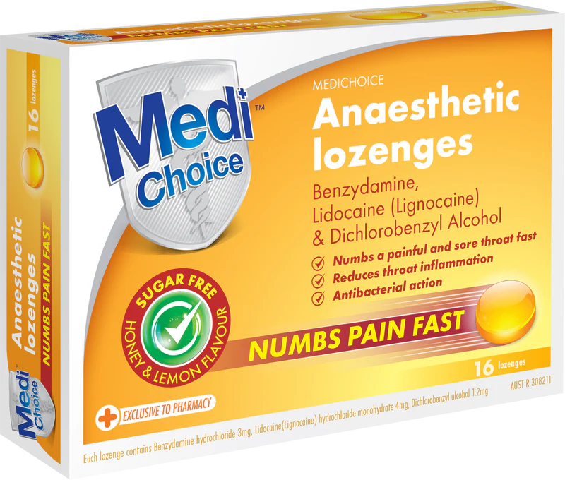 MediChoice Anaesthetic Lozenges Honey & Lemon 16 Pack