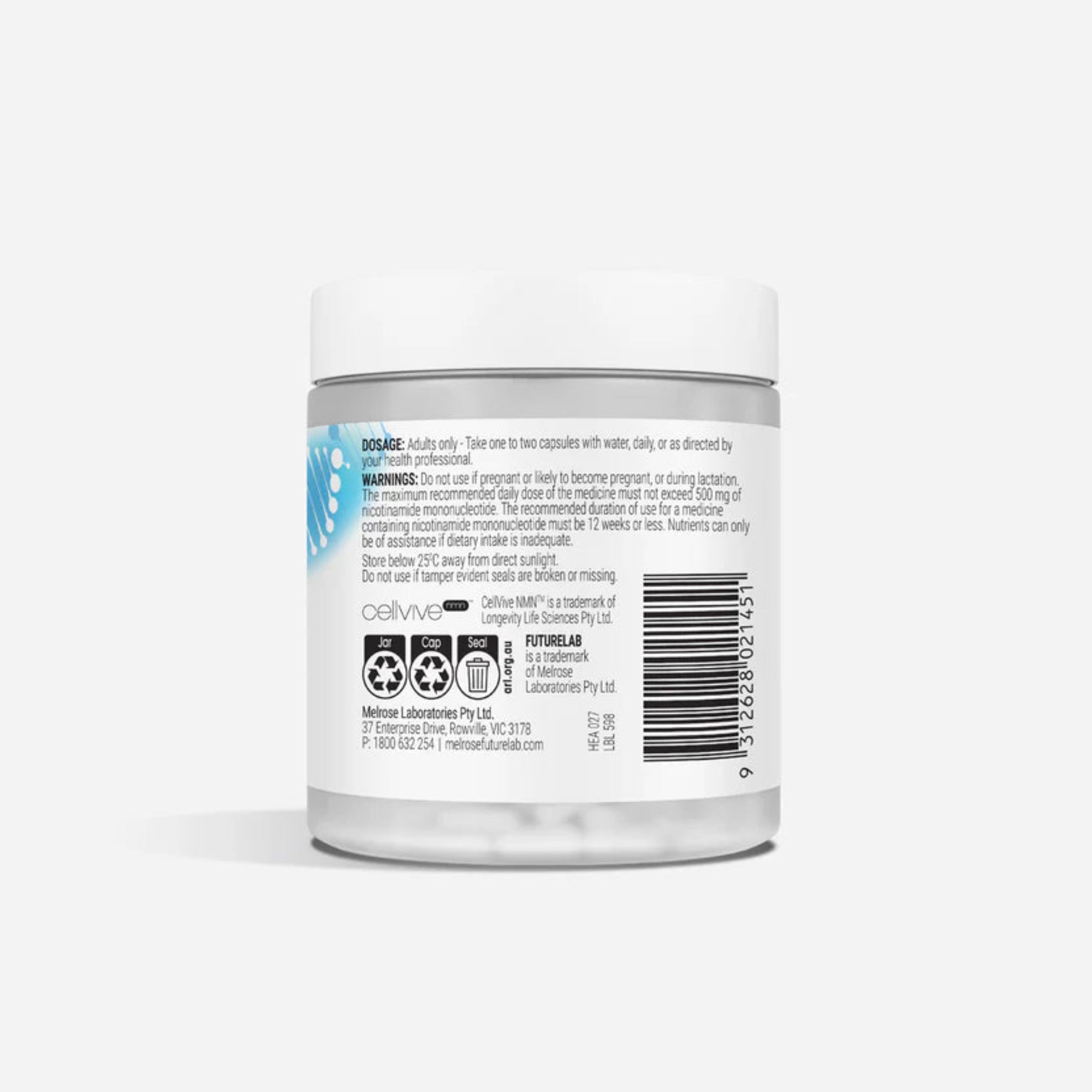 Melrose FutureLab NMN Capsules 250mg - 30 Veggie Hard Capsules