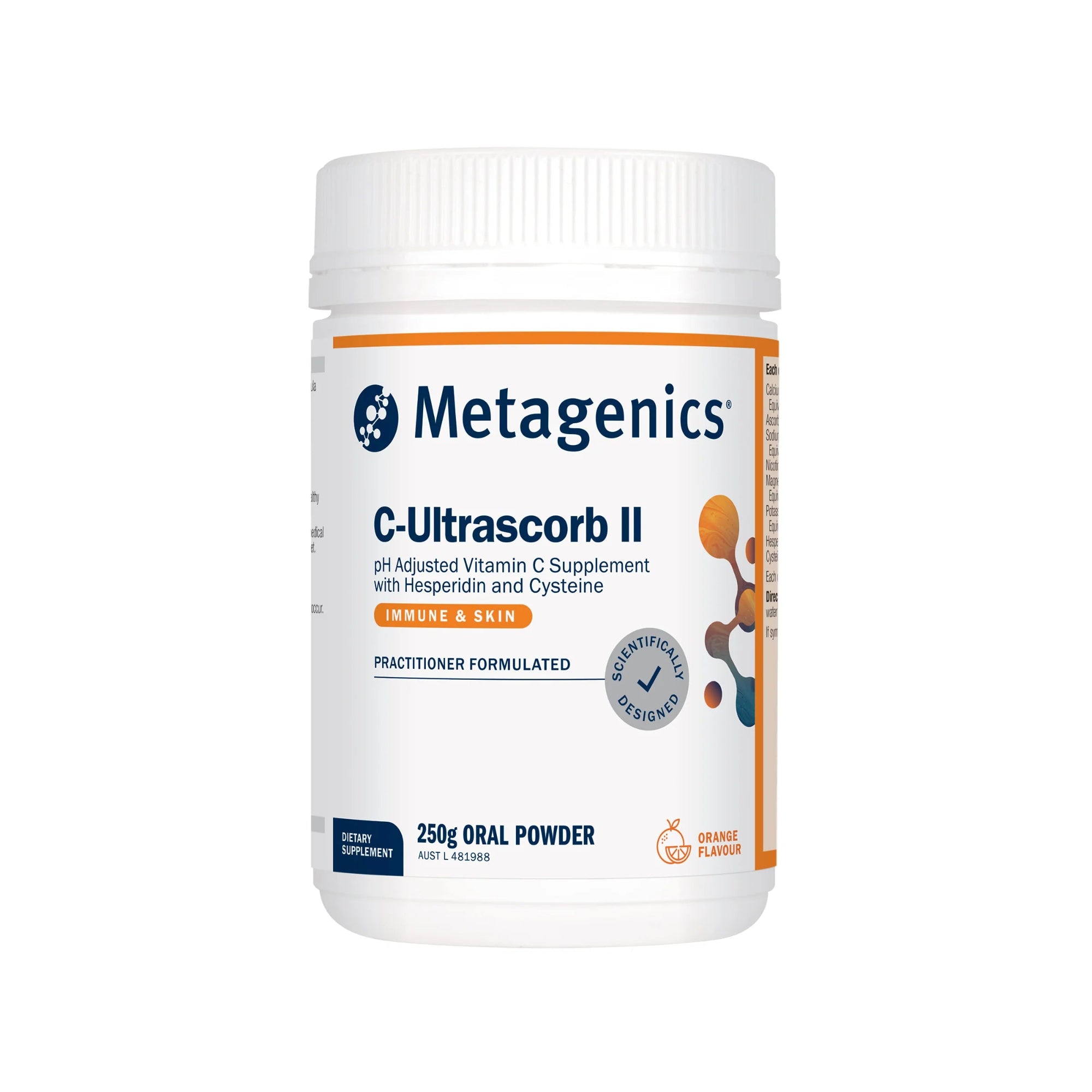 Metagenics C-Ultrascorb II Powder - 250g, Orange Flavour