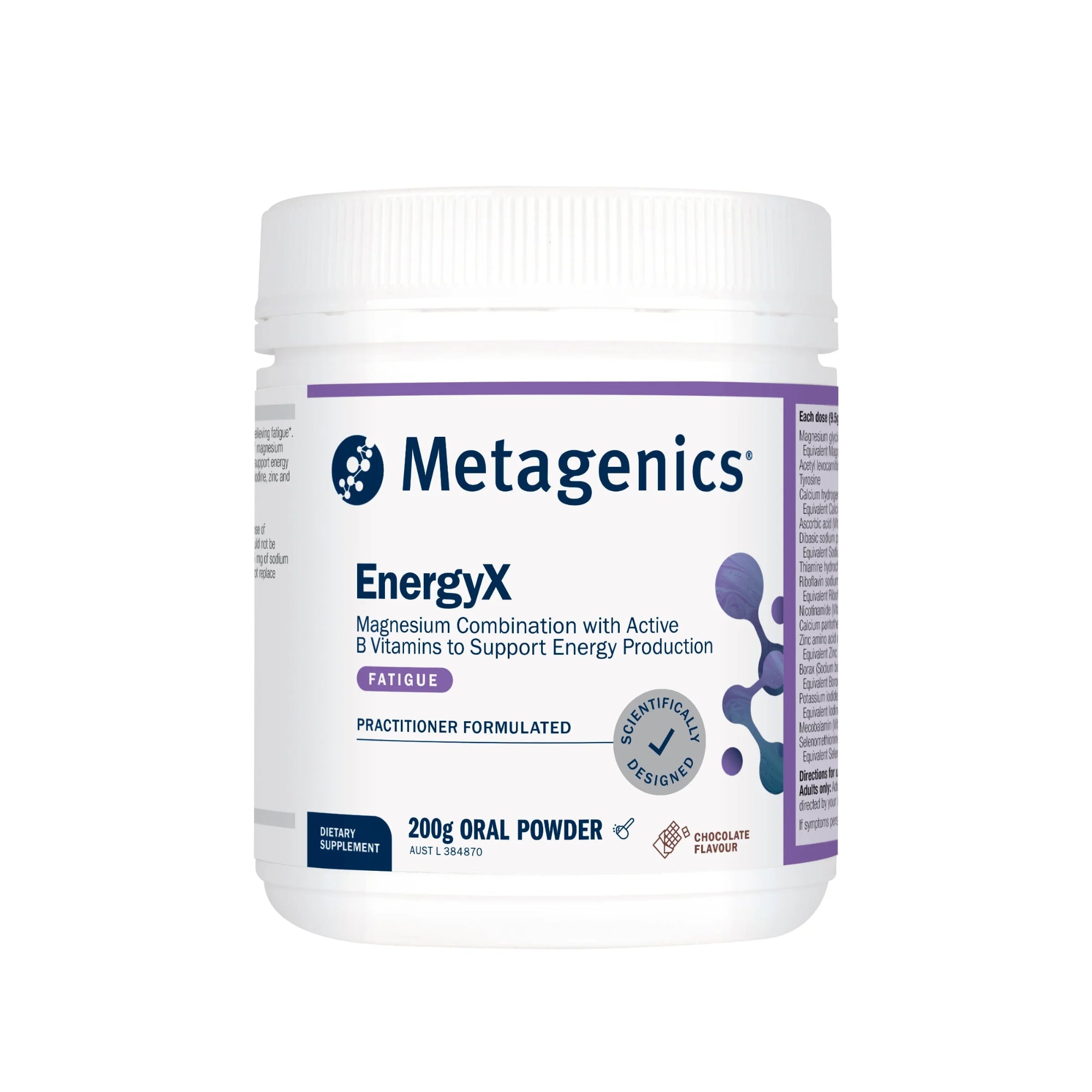 Metagenics EnergyX Magnesium Powder - 200g, Chocolate Flavour