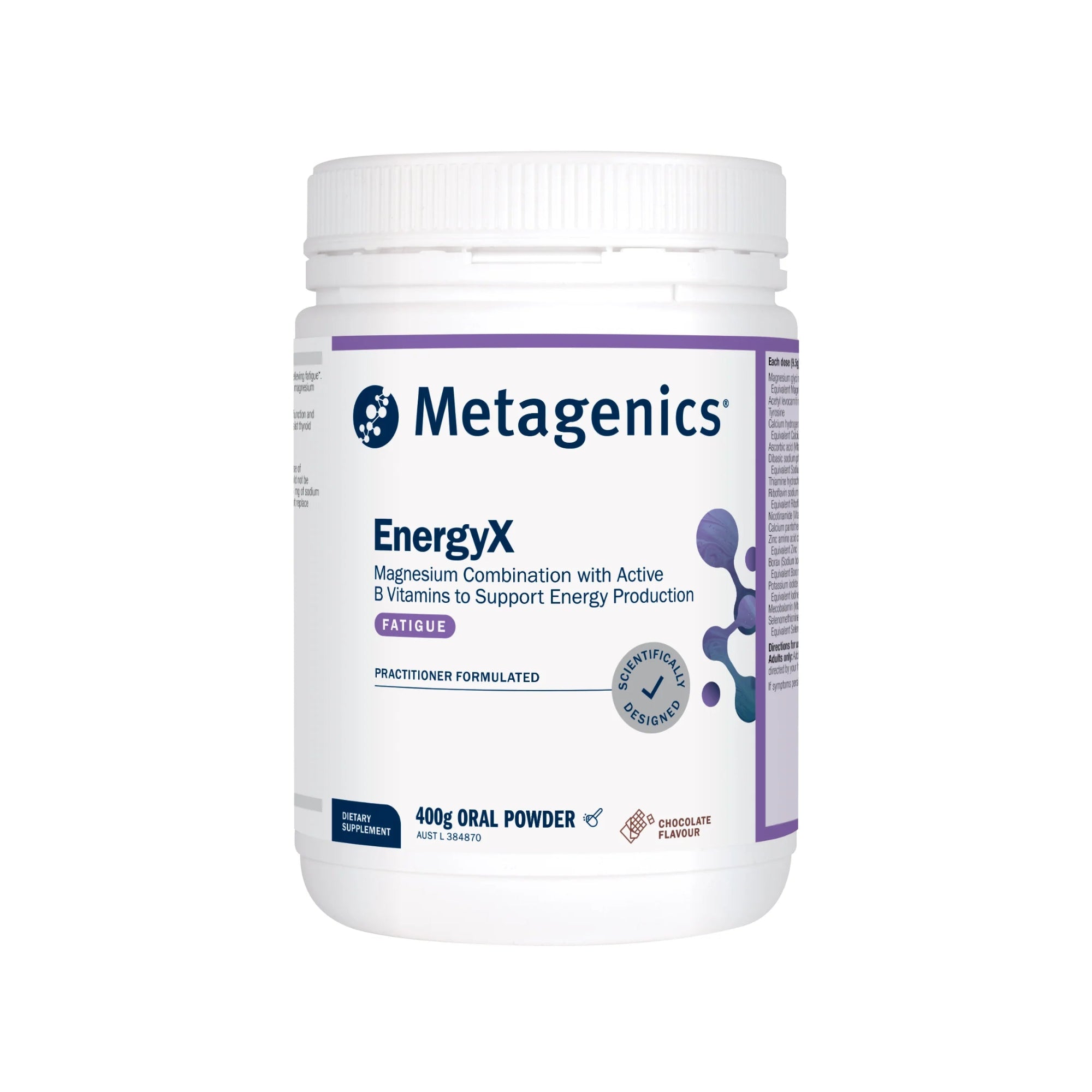 Metagenics EnergyX Magnesium Powder - 400g, Chocolate Flavour