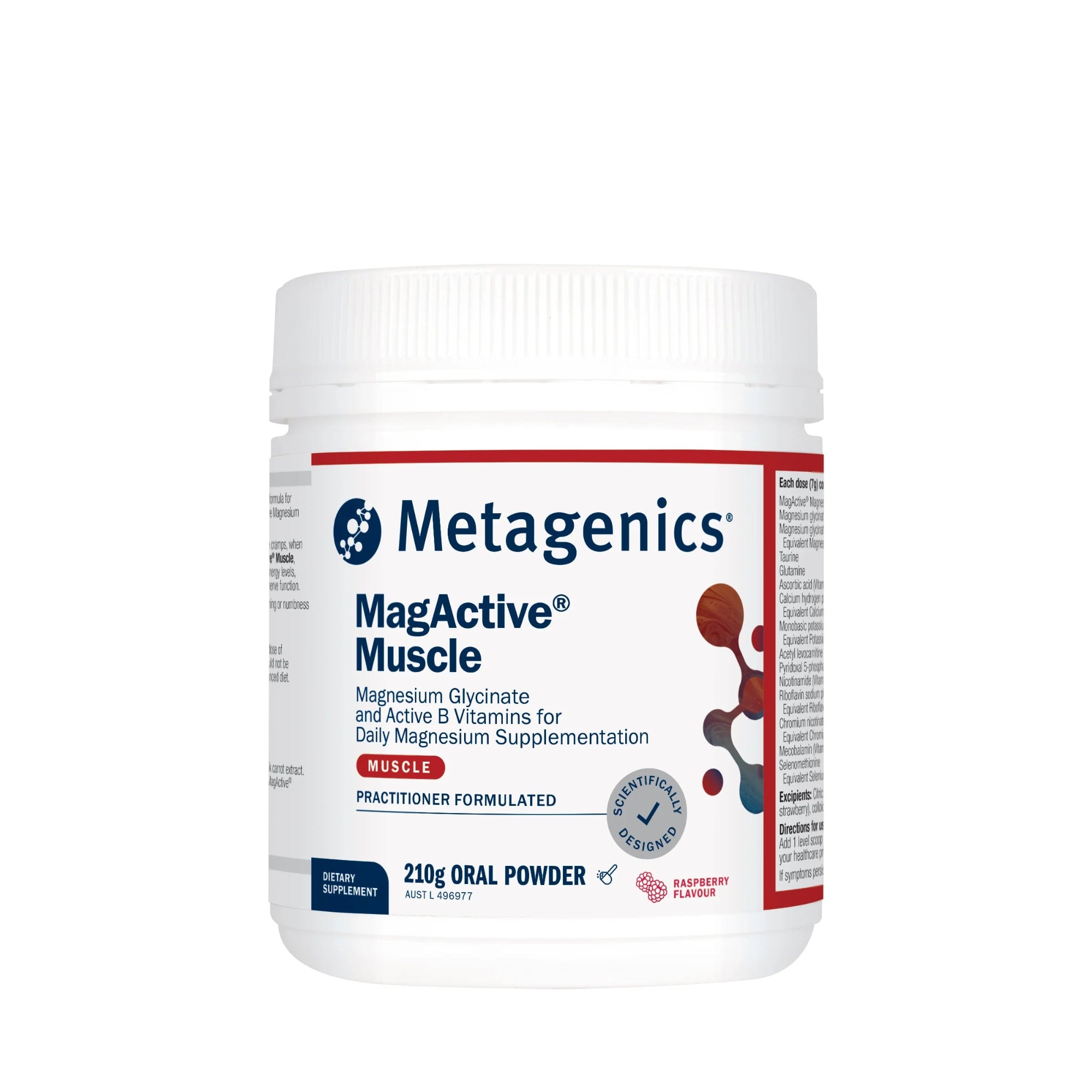 Metagenics MagActive Muscle Magnesium Powder - 210g, Raspberry Flavour