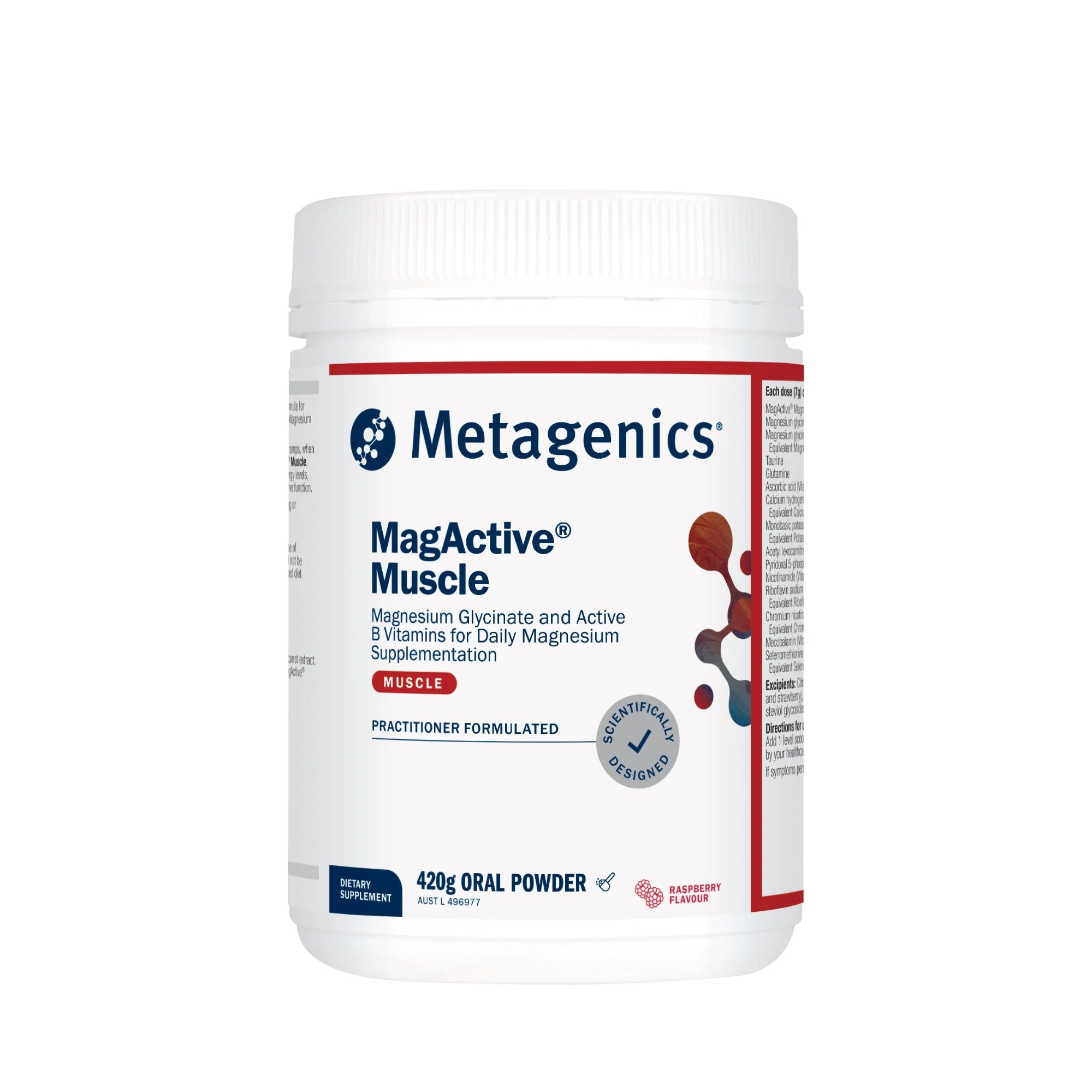 Metagenics MagActive Muscle Magnesium Powder - 420g, Raspberry Flavour