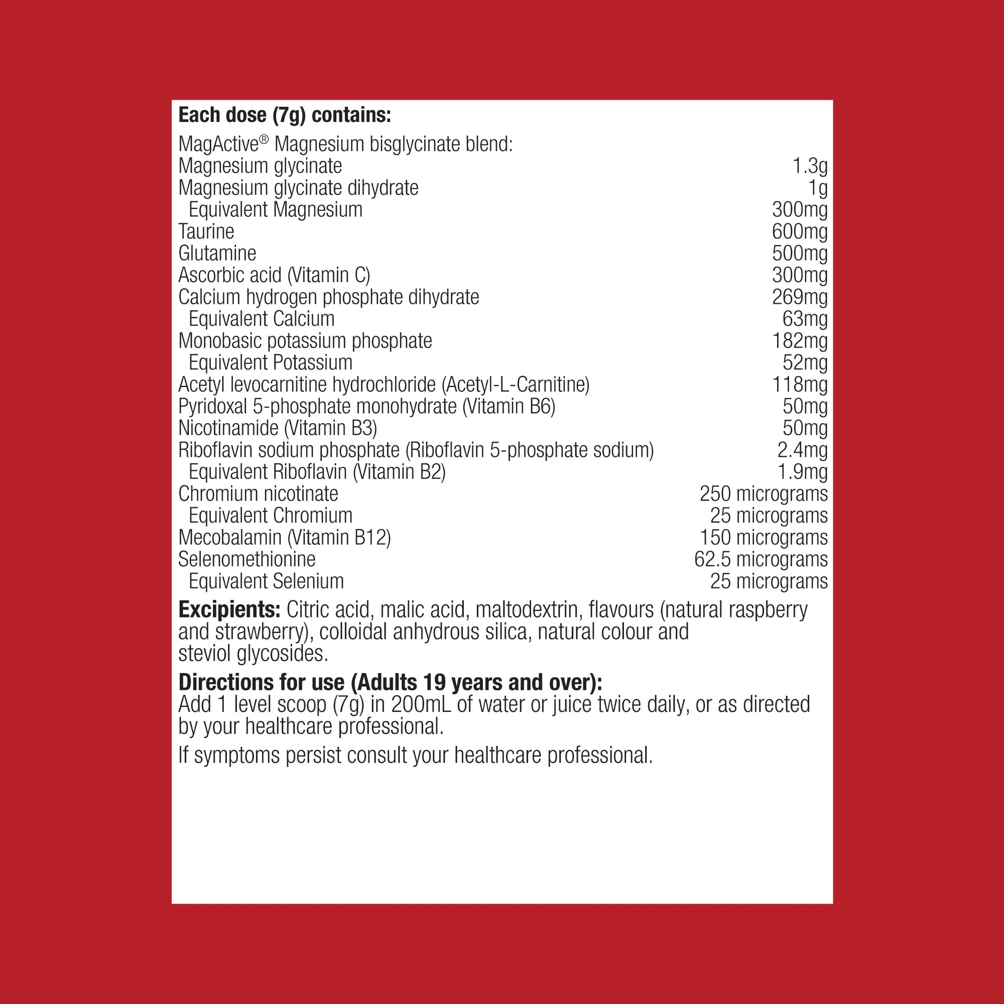 Metagenics MagActive Muscle Magnesium Powder - 420g, Raspberry Flavour