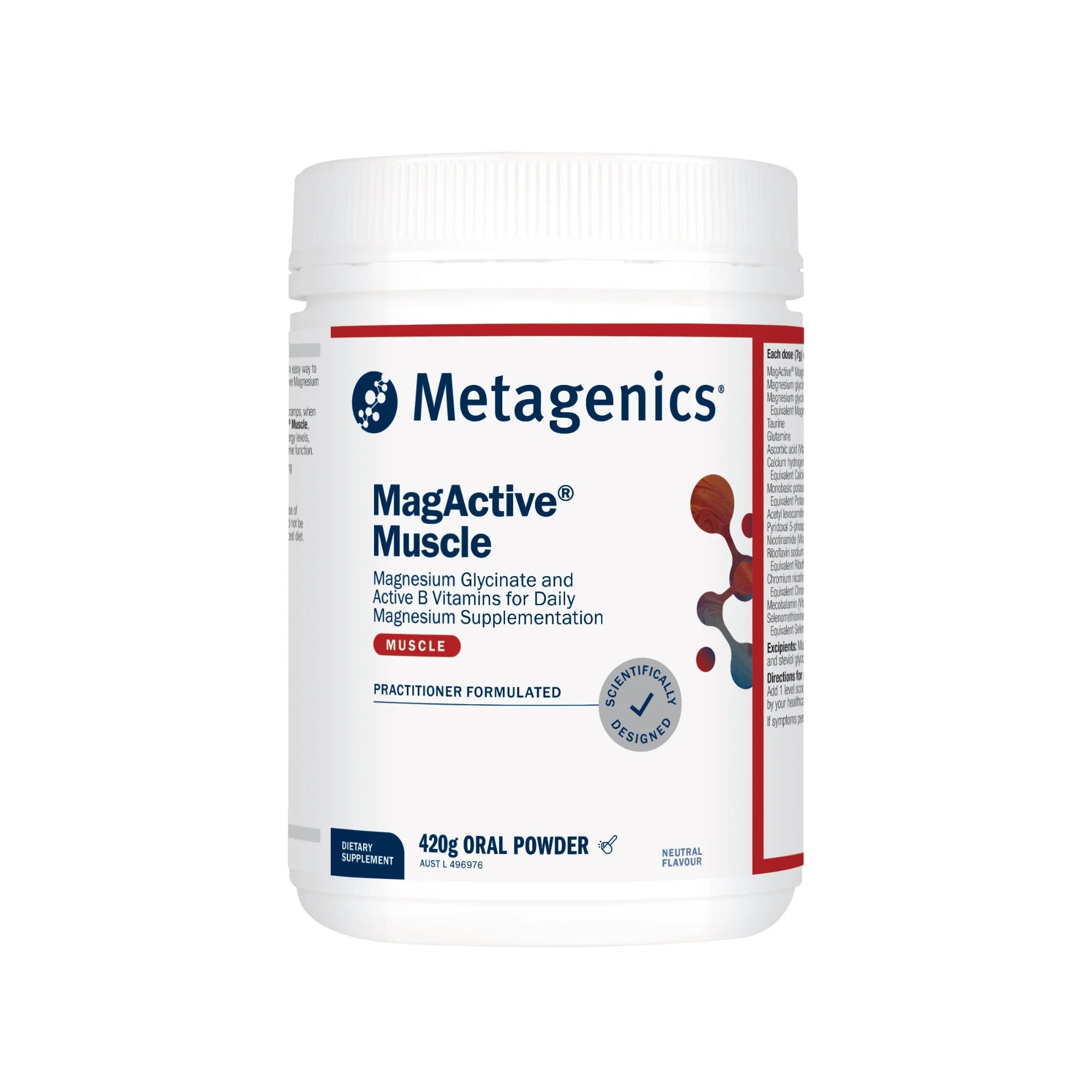 Metagenics MagActive Muscle Magnesium Powder - 420g, Neutral Flavour