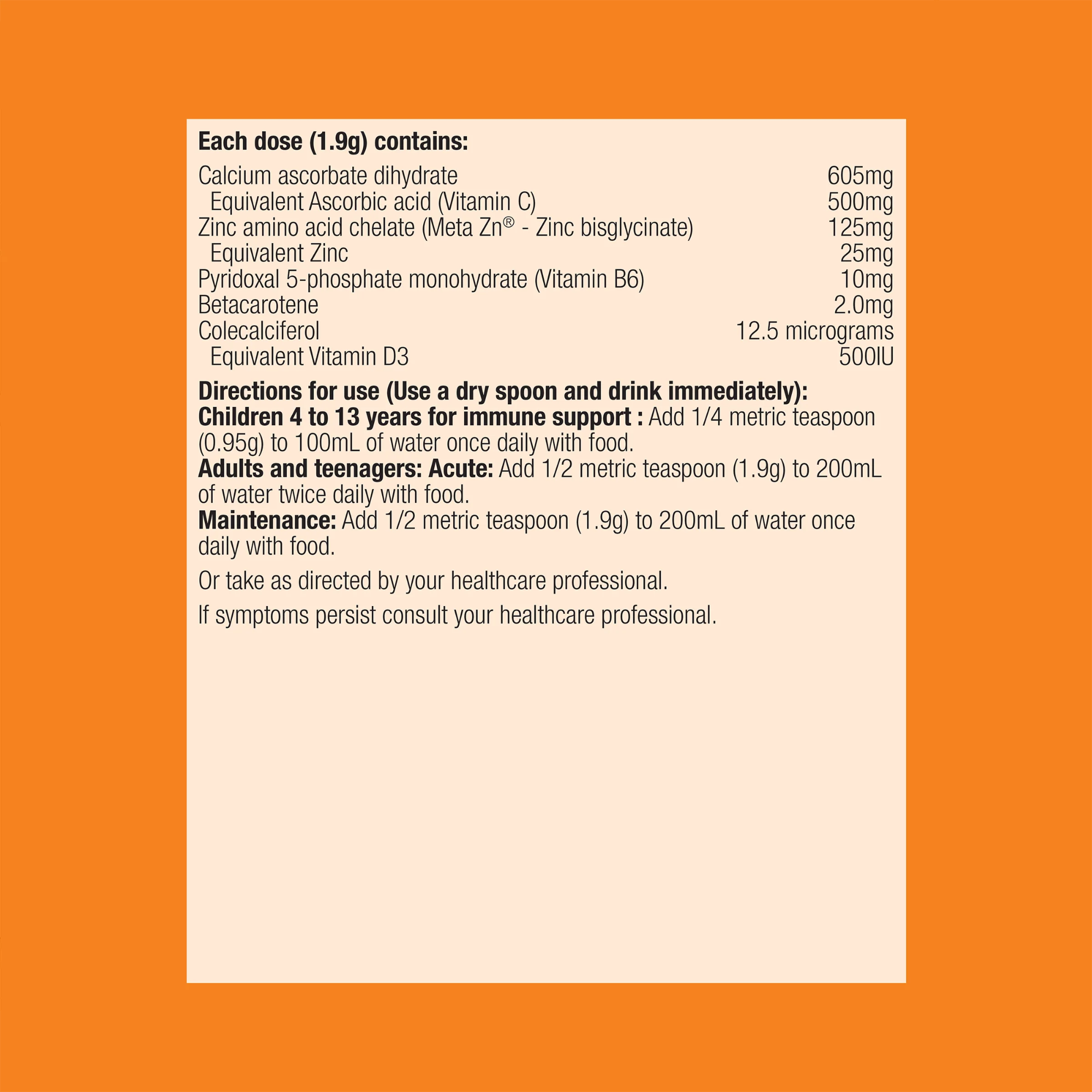 Metagenics Meta Zinc with Vitamin C Powder - 228g, Raspberry Flavour