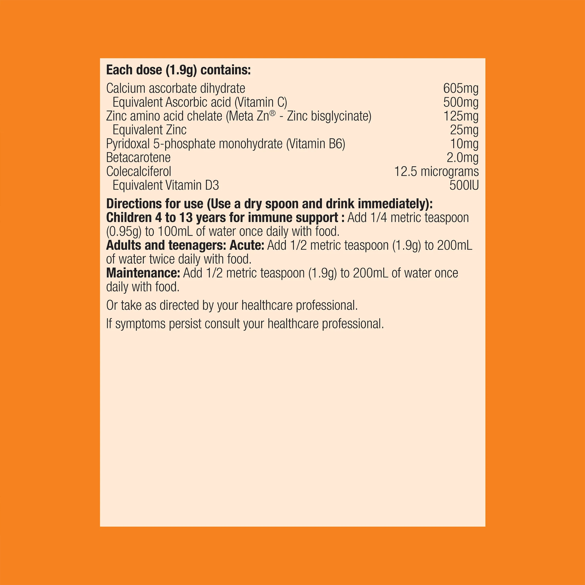 Metagenics Meta Zinc with Vitamin C Powder - 114g, Raspberry Flavour