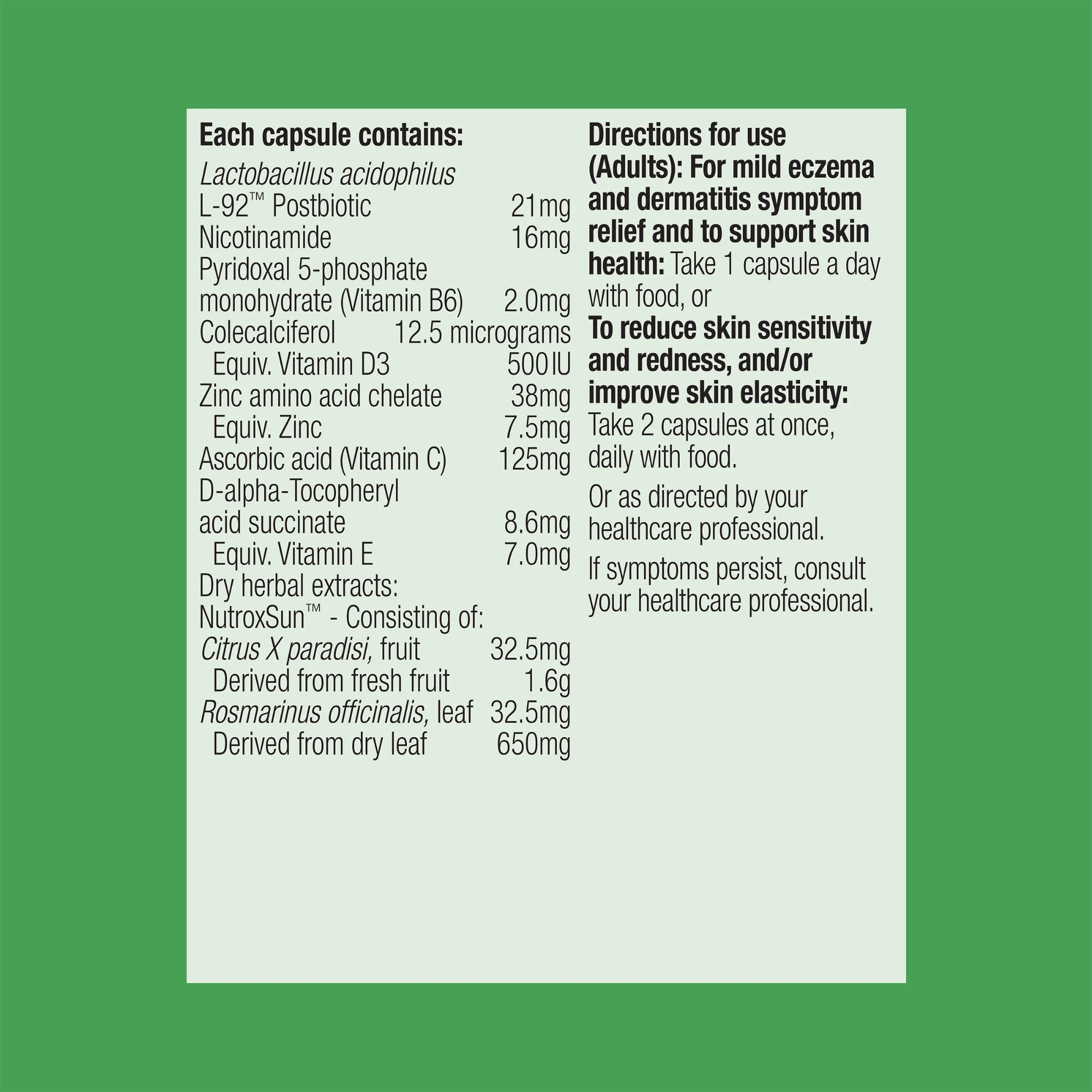 Metagenics UltraFlora Sensitive Skin Postbiotic - 30 Capsules